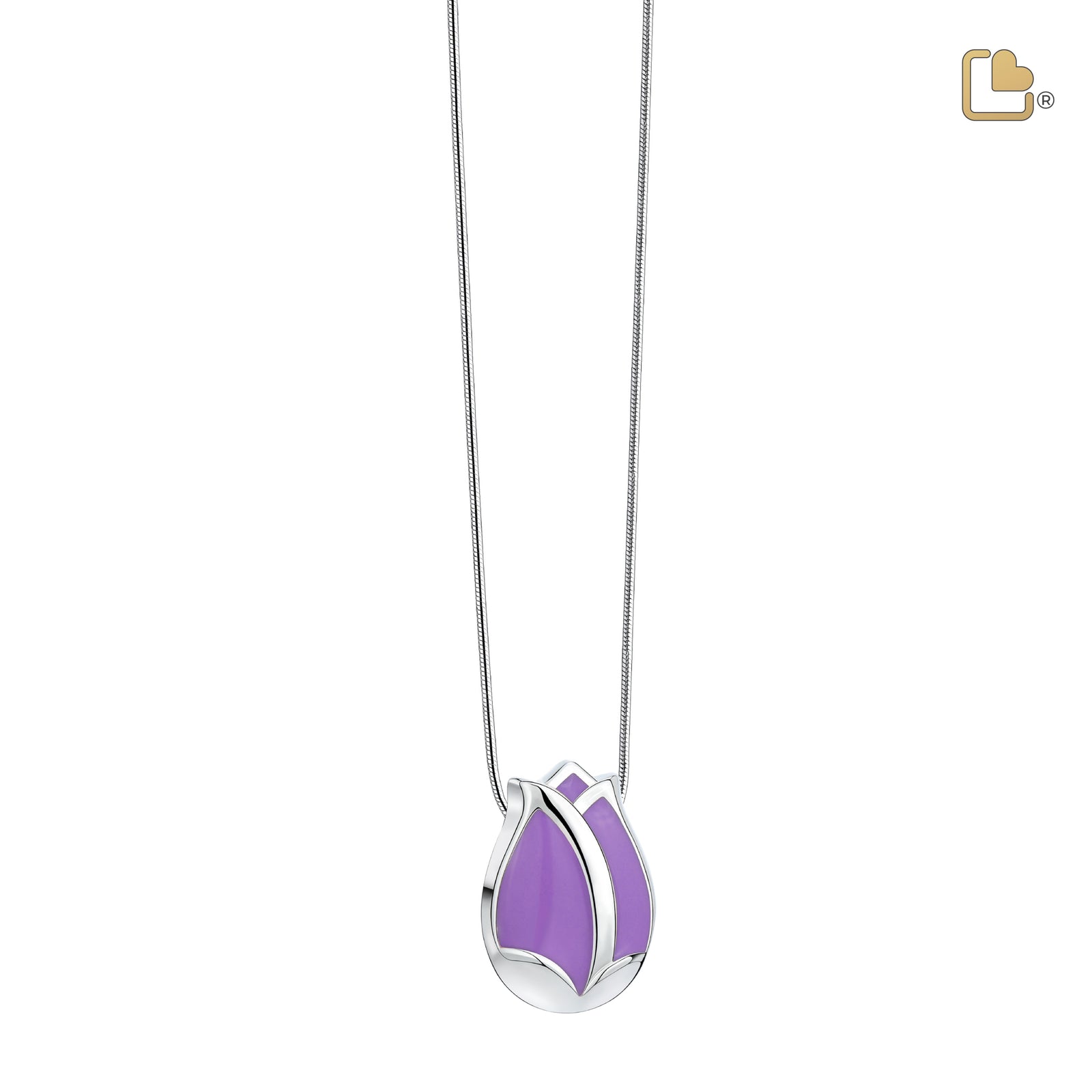 Tulip Ashes Pendant Pearl Purple & Polished Silver