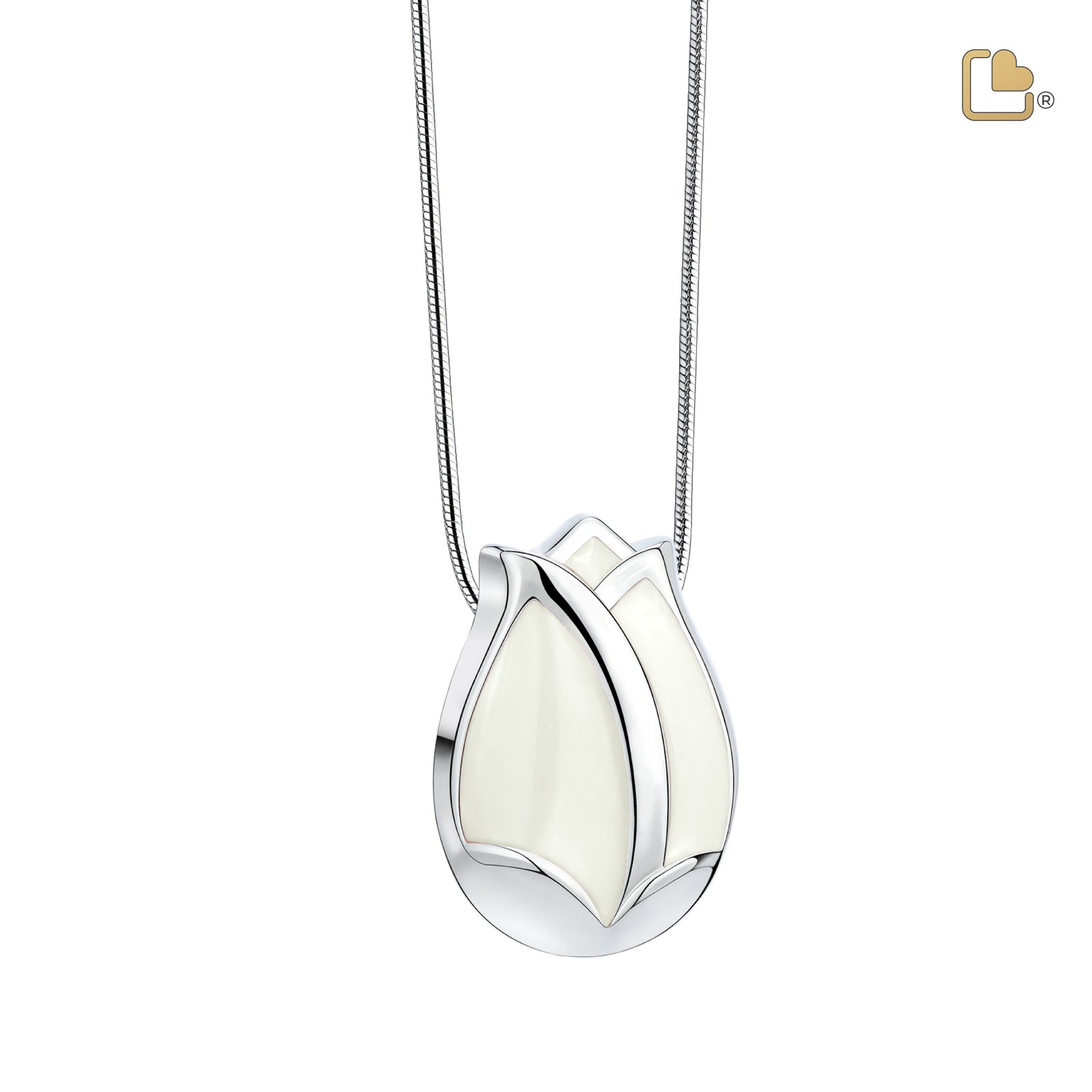 Tulip Ashes Pendant Pearl White & Polished Silver