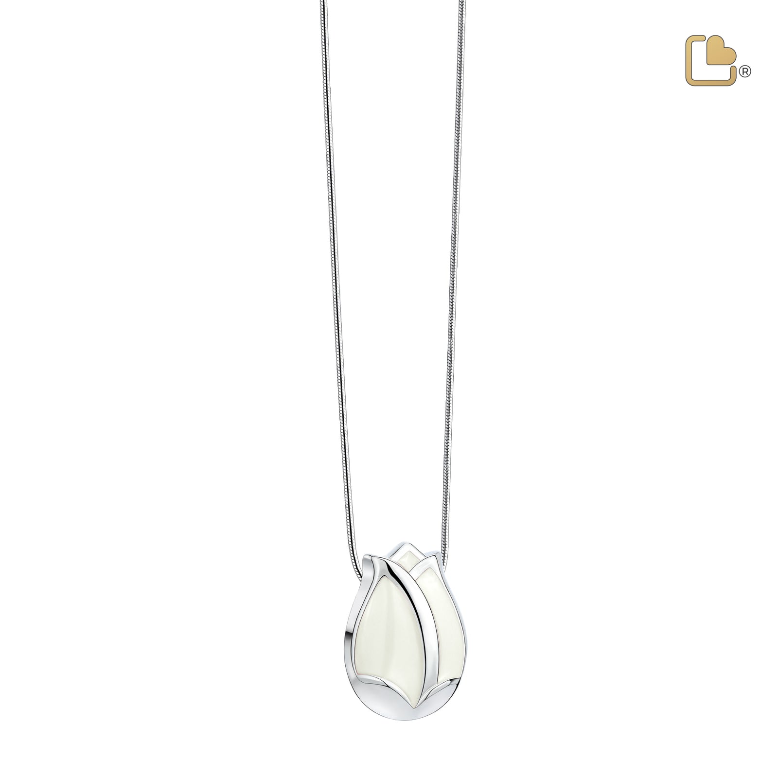 Tulip Ashes Pendant Pearl White & Polished Silver