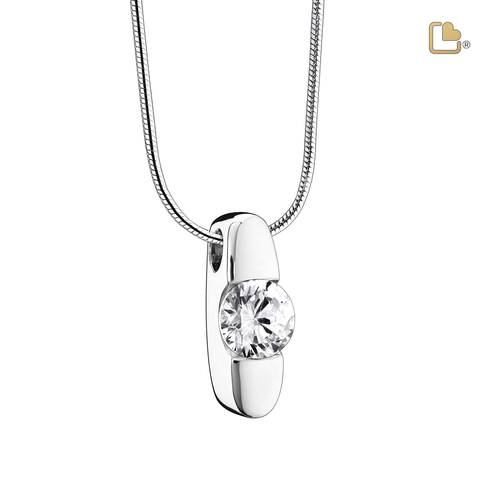 Hope with Clear Crystal Rhodium Plated Sterling Silver Cremation Pendant