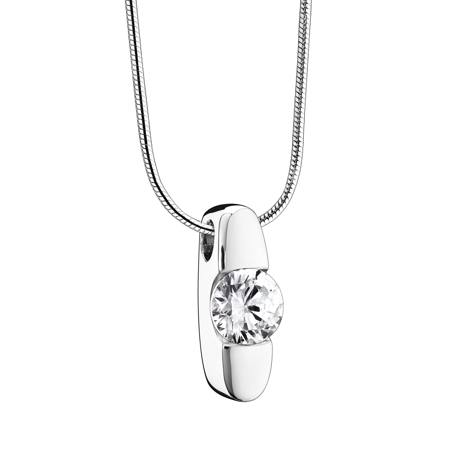 Hope with Clear Crystal Rhodium Plated Sterling Silver Cremation Pendant