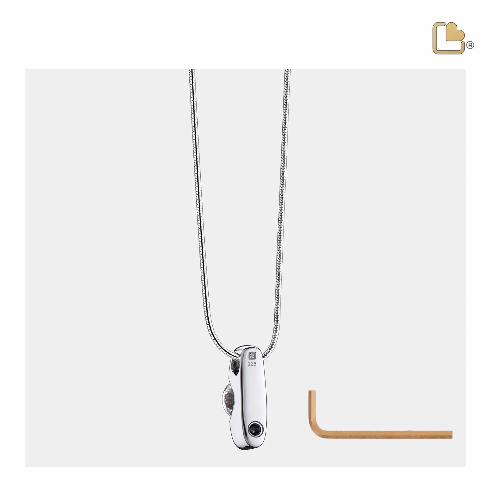 Hope with Clear Crystal Rhodium Plated Sterling Silver Cremation Pendant