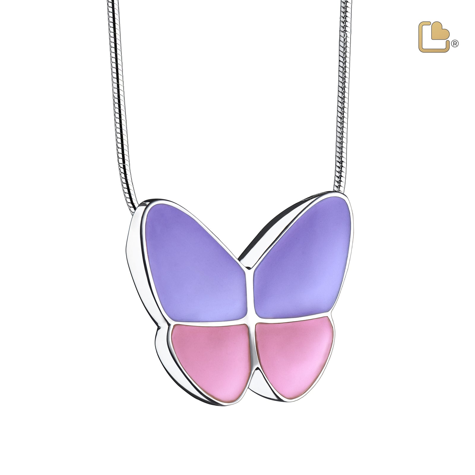 Wings of Hope Lavender Butterfly Sterling Silver Cremation Pendant