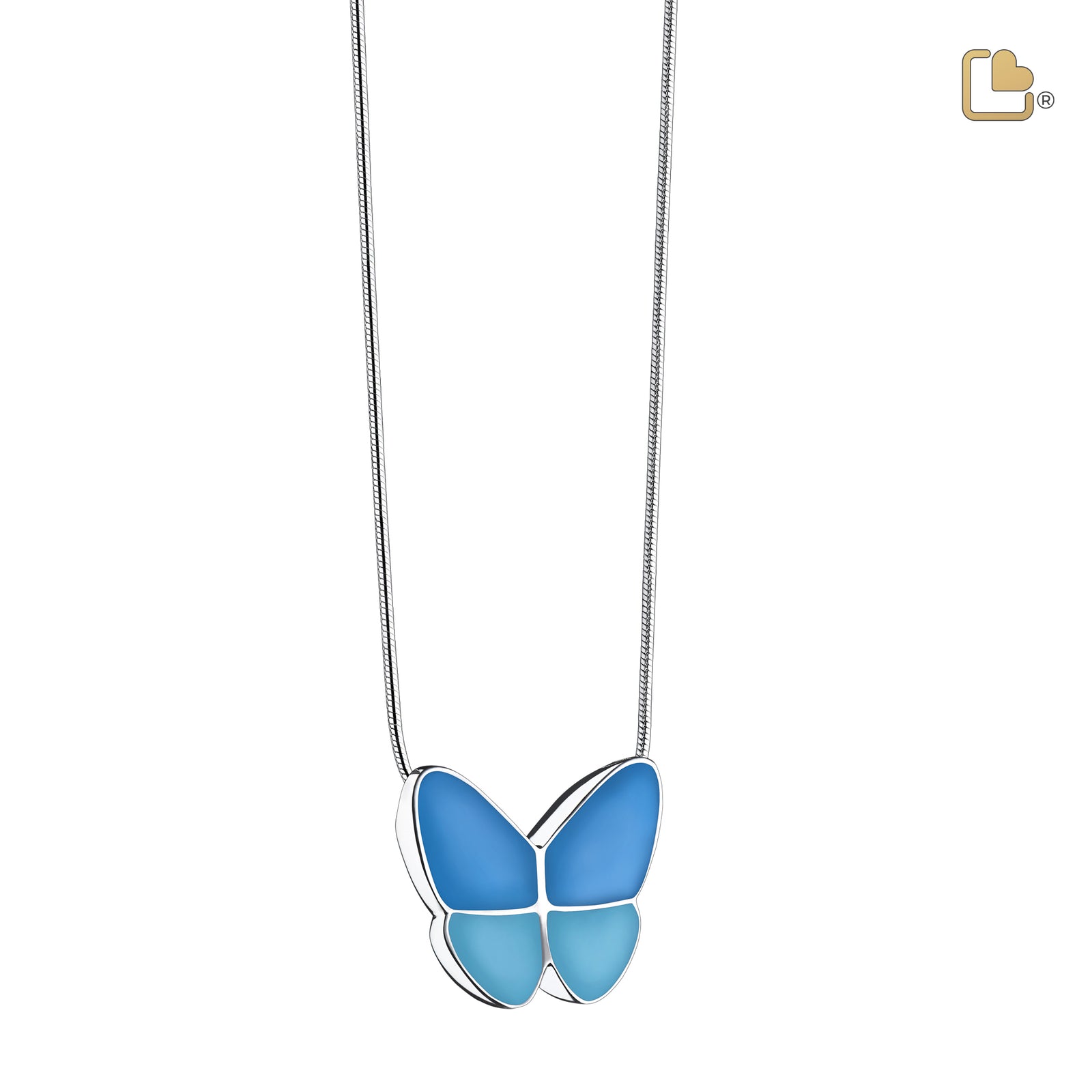 Wings of Hope Blue Butterfly Sterling Silver Cremation Pendant