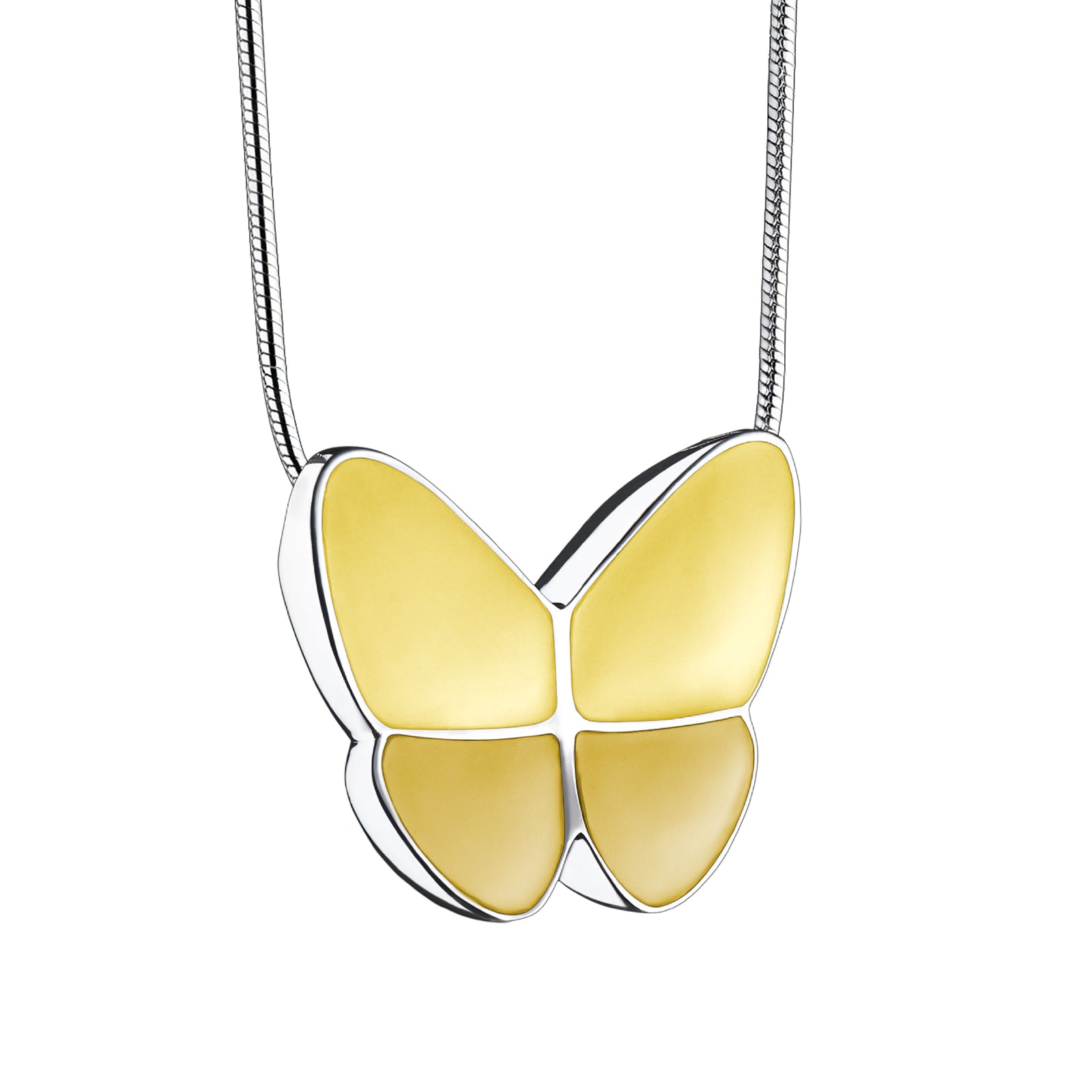 Wings of Hope Pearl Yellow Butterfly Sterling Silver Cremation Pendant
