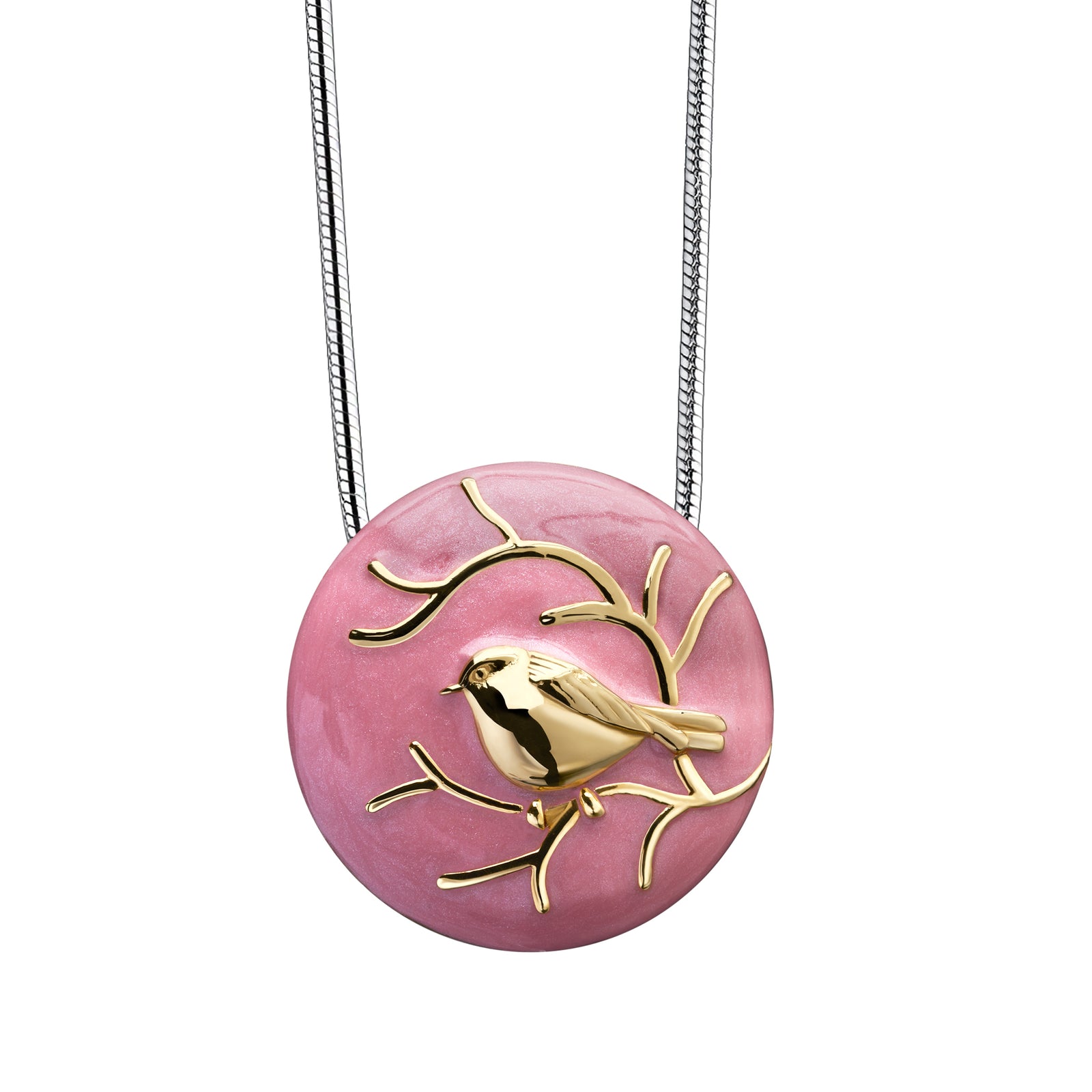 Blessing Birds Pink Gold Vermeil Sterling Silver Cremation Pendant