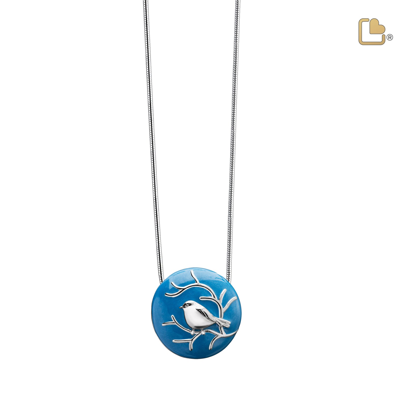 Blessing Birds Blue Sterling Silver Cremation Pendant