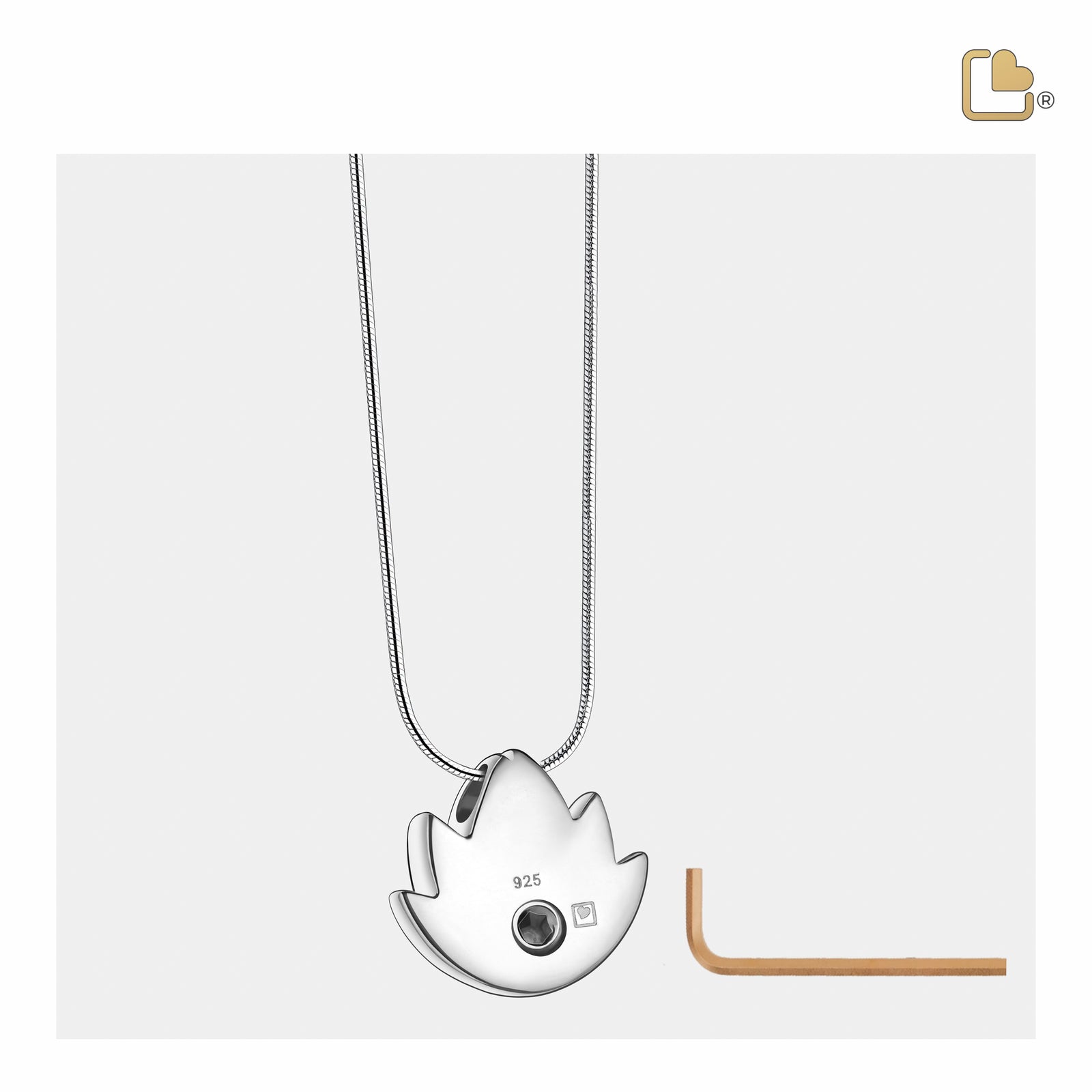 Lotus with Clear Crystal Sterling Silver Cremation Pendant