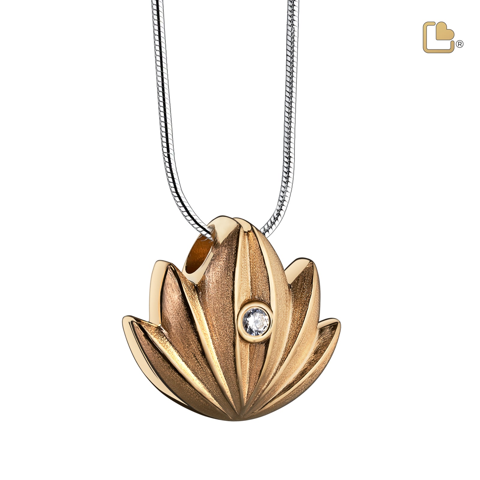 Gold Lotus Sterling Silver Cremation Pendant