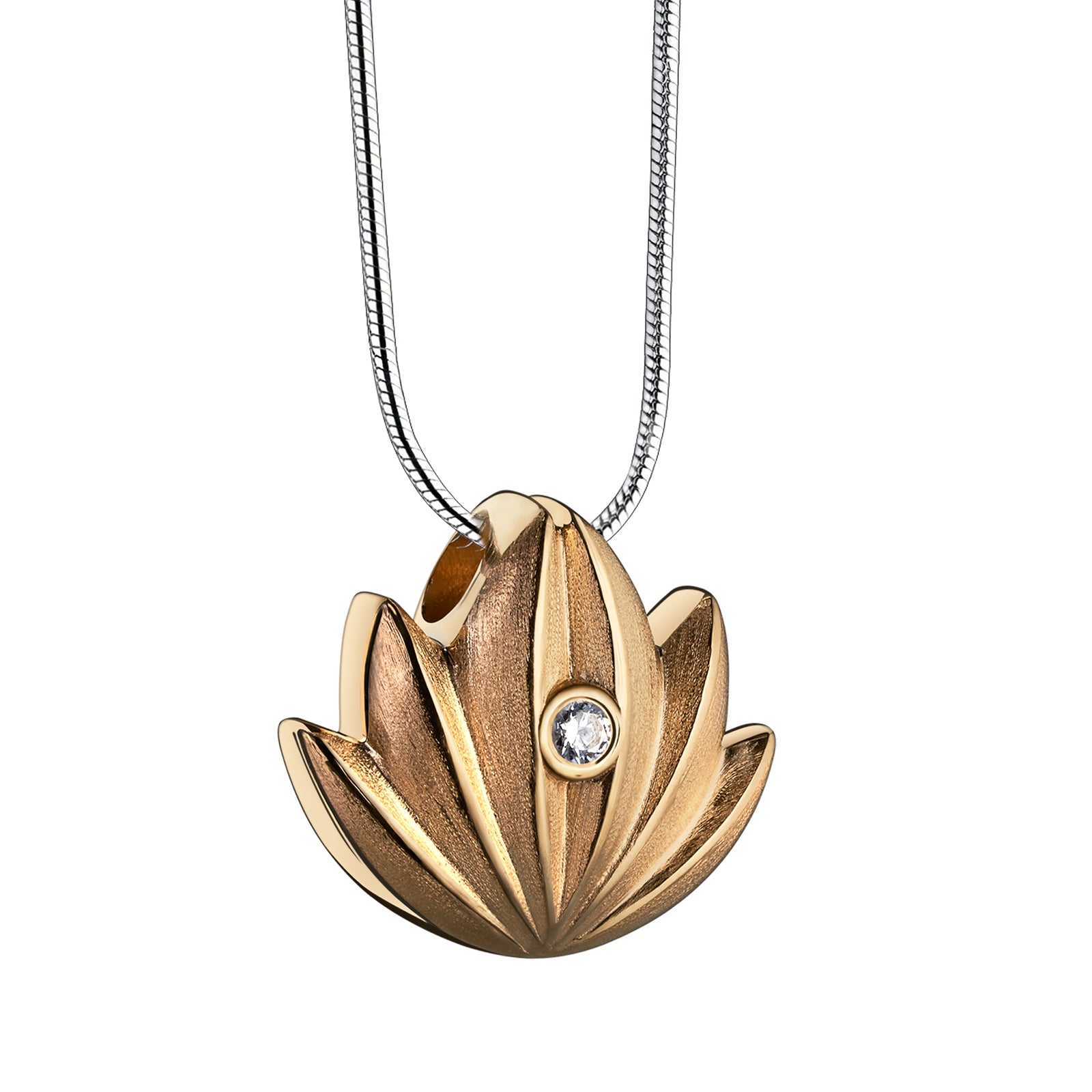 Gold Lotus Sterling Silver Cremation Pendant