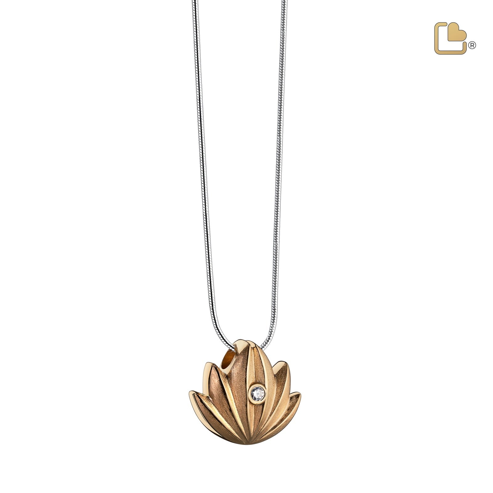 Gold Lotus Sterling Silver Cremation Pendant