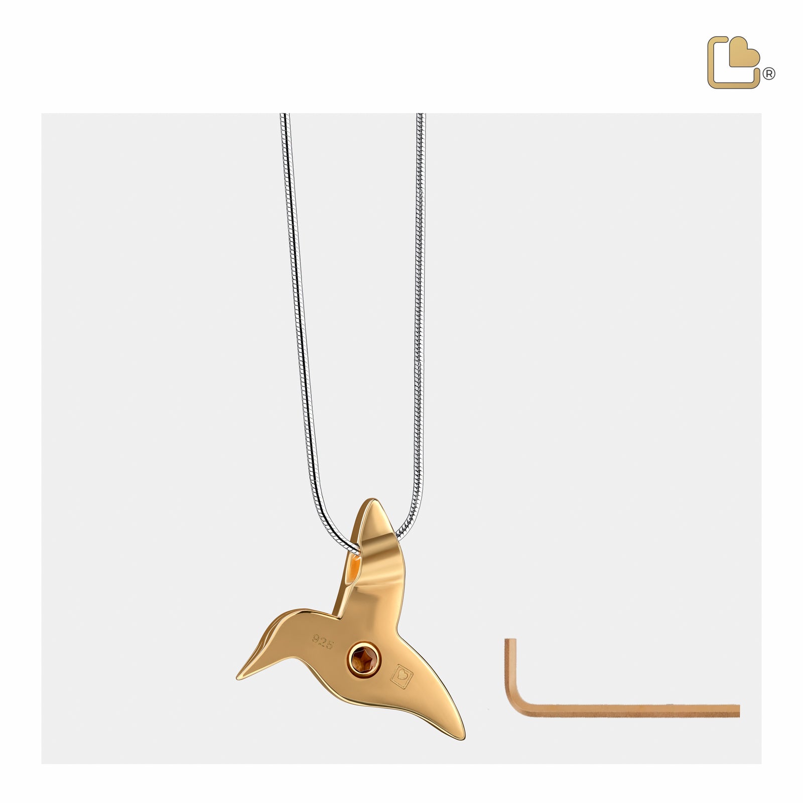 Hummingbird Gold Vermeil Cremation Pendant