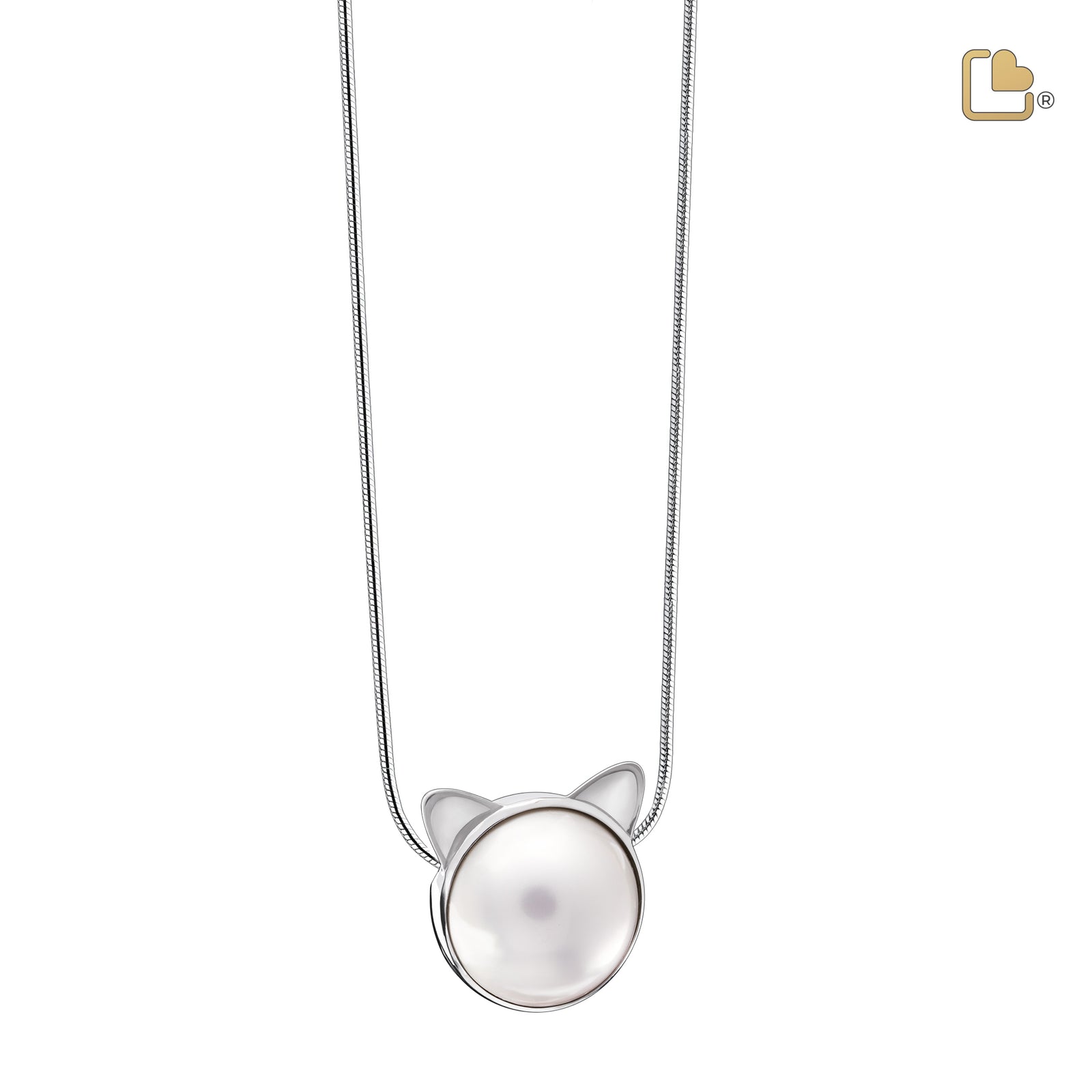 Cat Pearl Sterling Silver Cremation Pendant