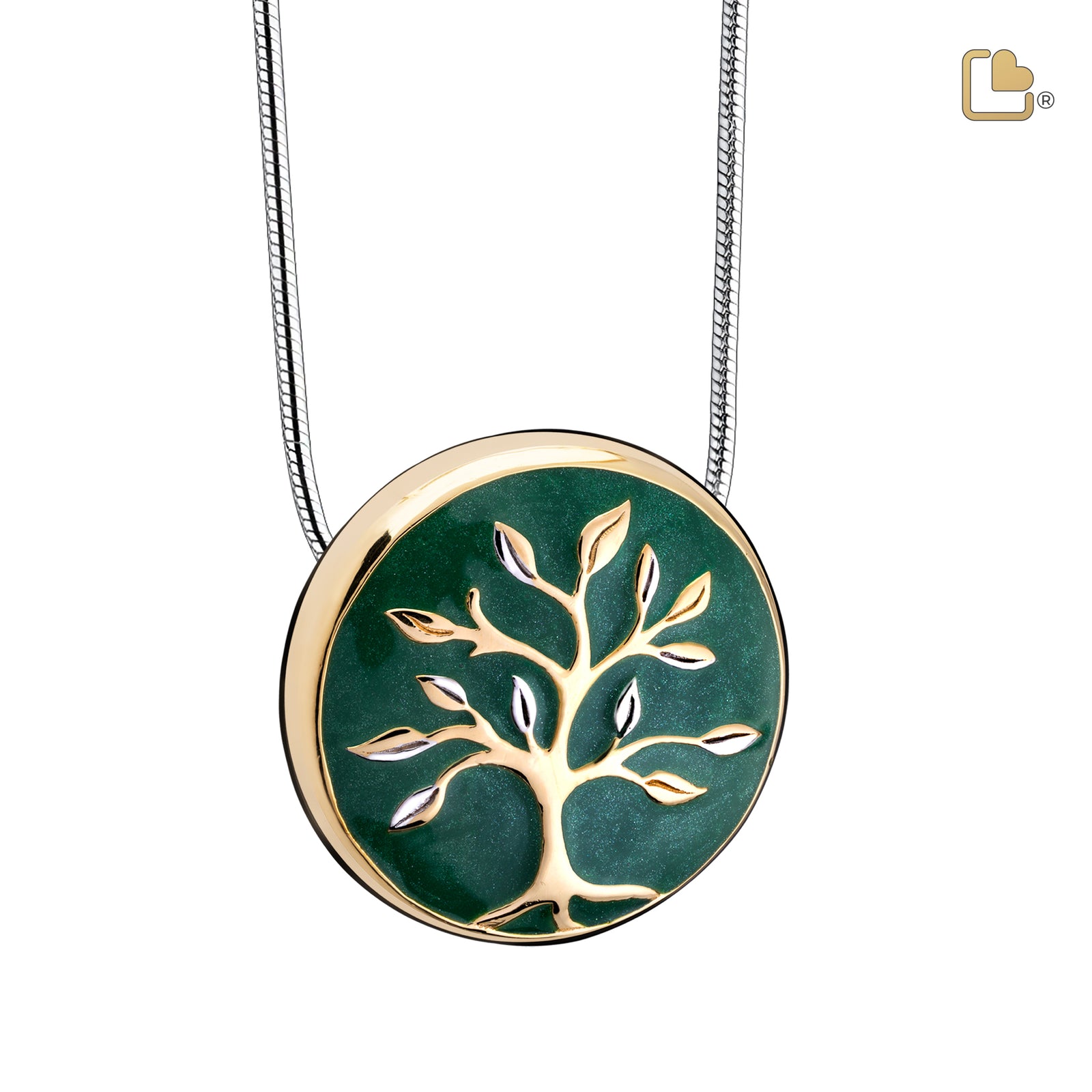 Tree of Life Two Tone Sterling Silver Cremation Pendant