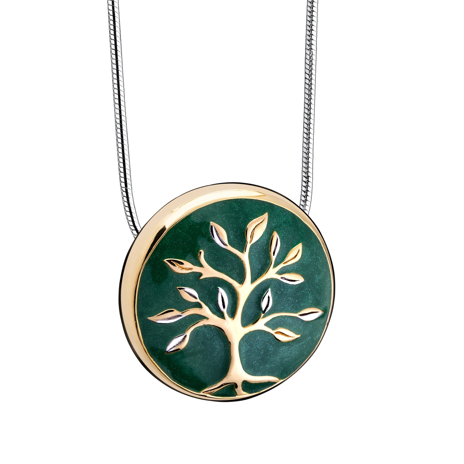 Tree of Life Two Tone Sterling Silver Cremation Pendant