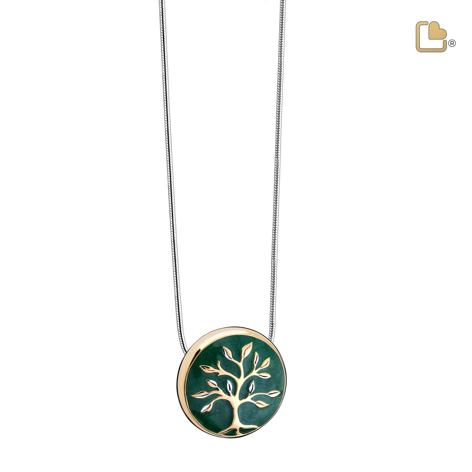 Tree of Life Two Tone Sterling Silver Cremation Pendant