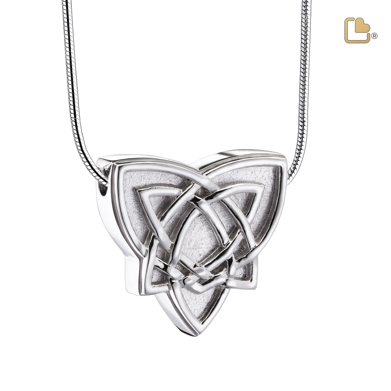 Celtic Trinity Knot Two Tone Sterling Silver Cremation Pendant