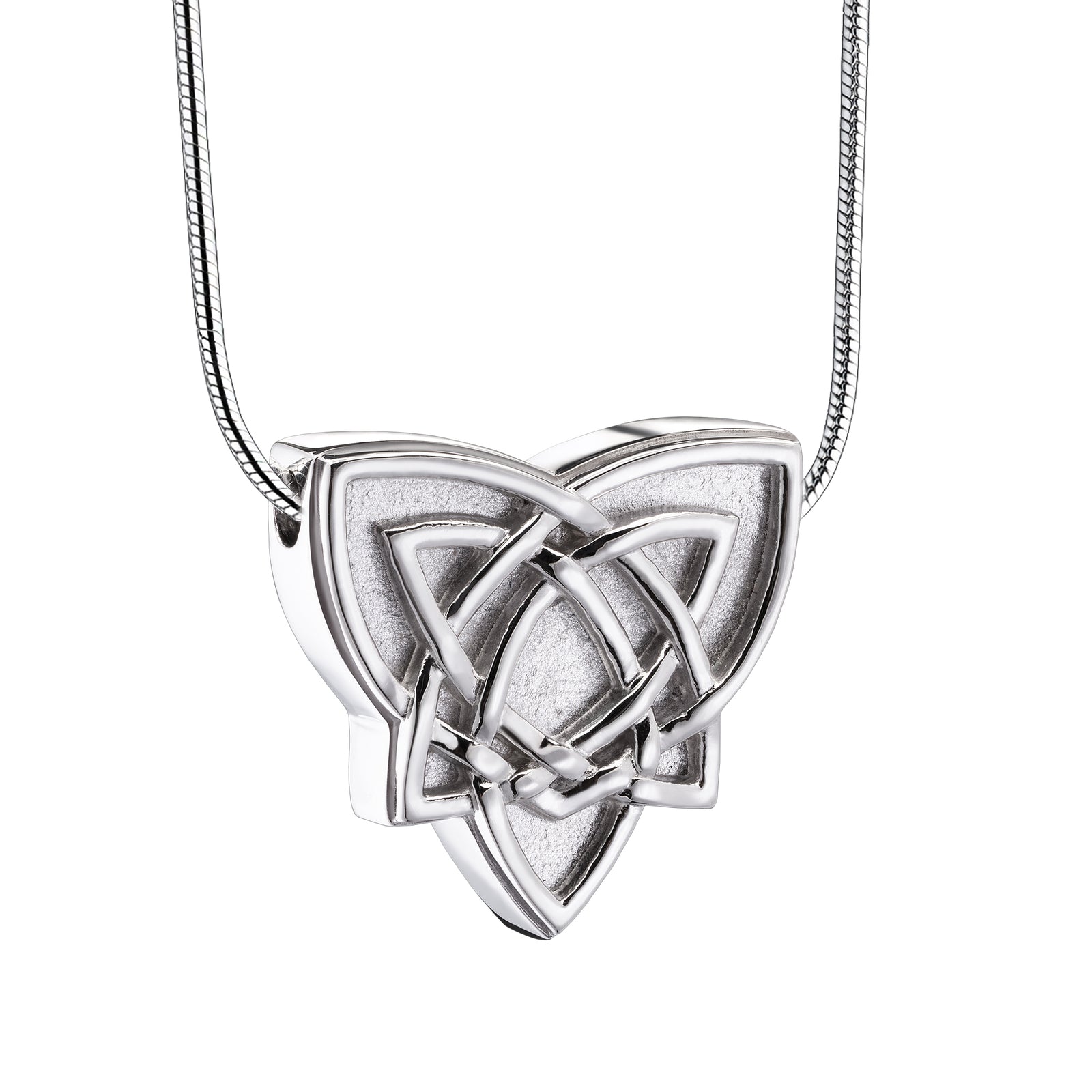 Celtic Trinity Knot Two Tone Sterling Silver Cremation Pendant