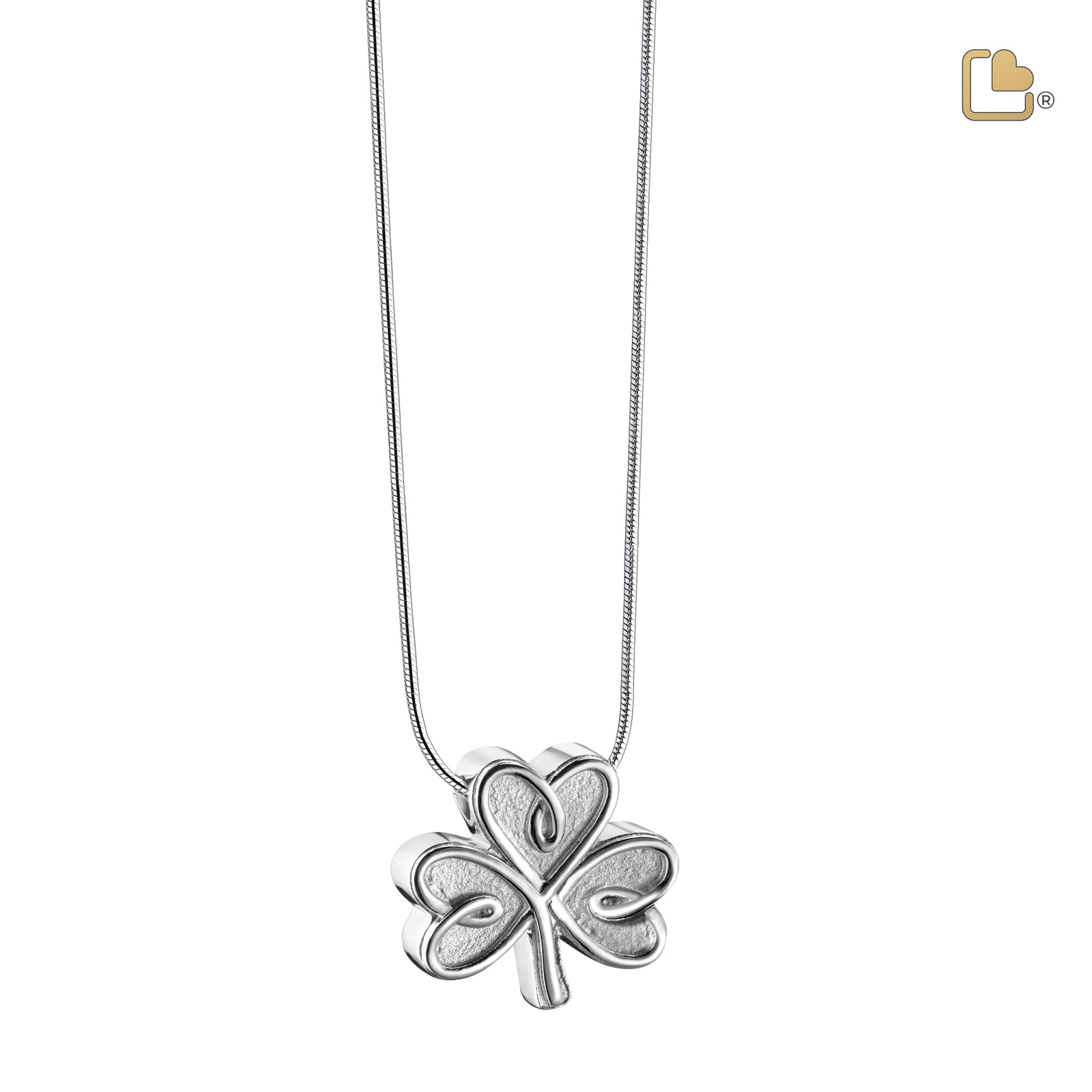 Celtic Shamrock Two Tone Sterling Silver Cremation Pendant