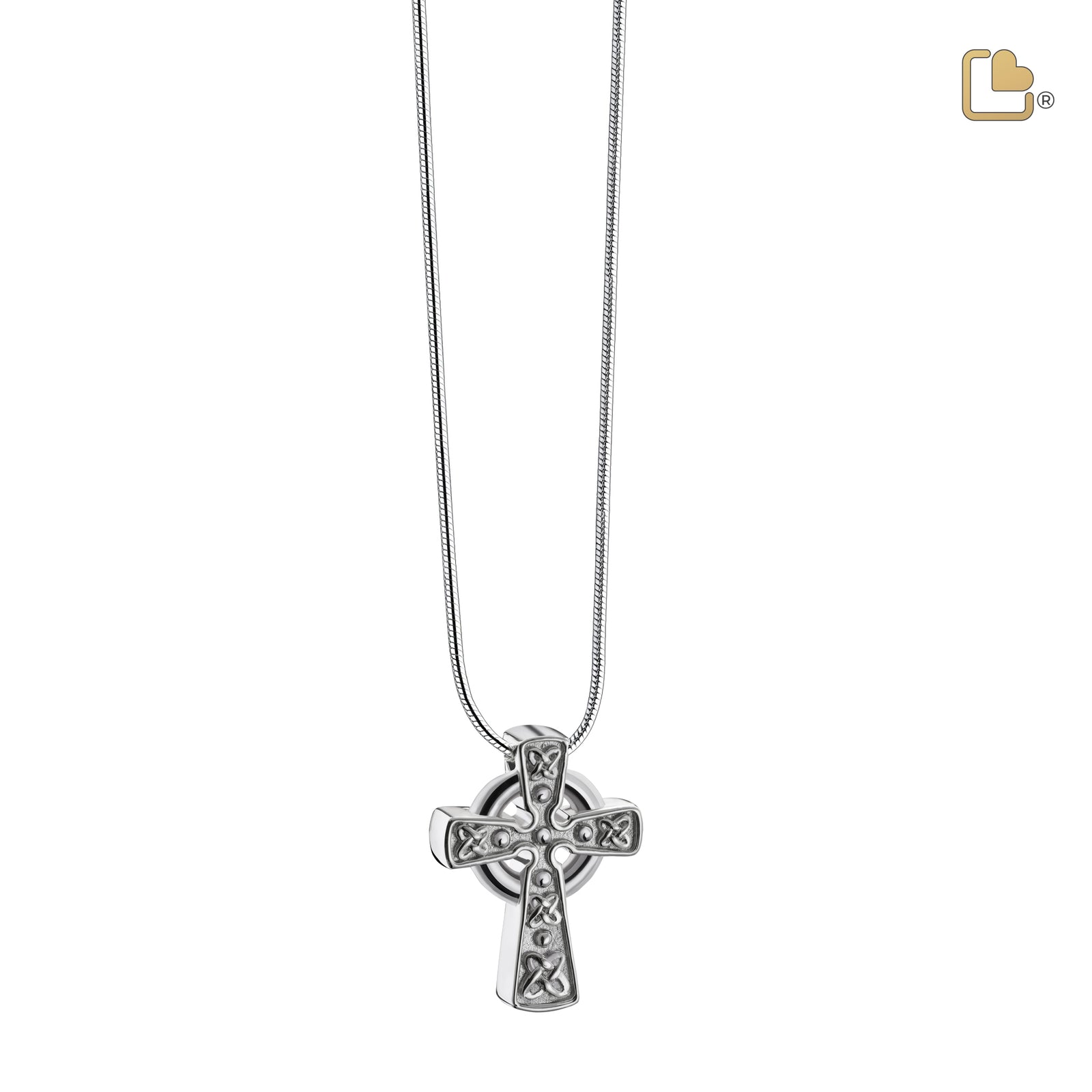 Celtic Cross with Knots Two Tone Sterling Silver Cremation Pendant