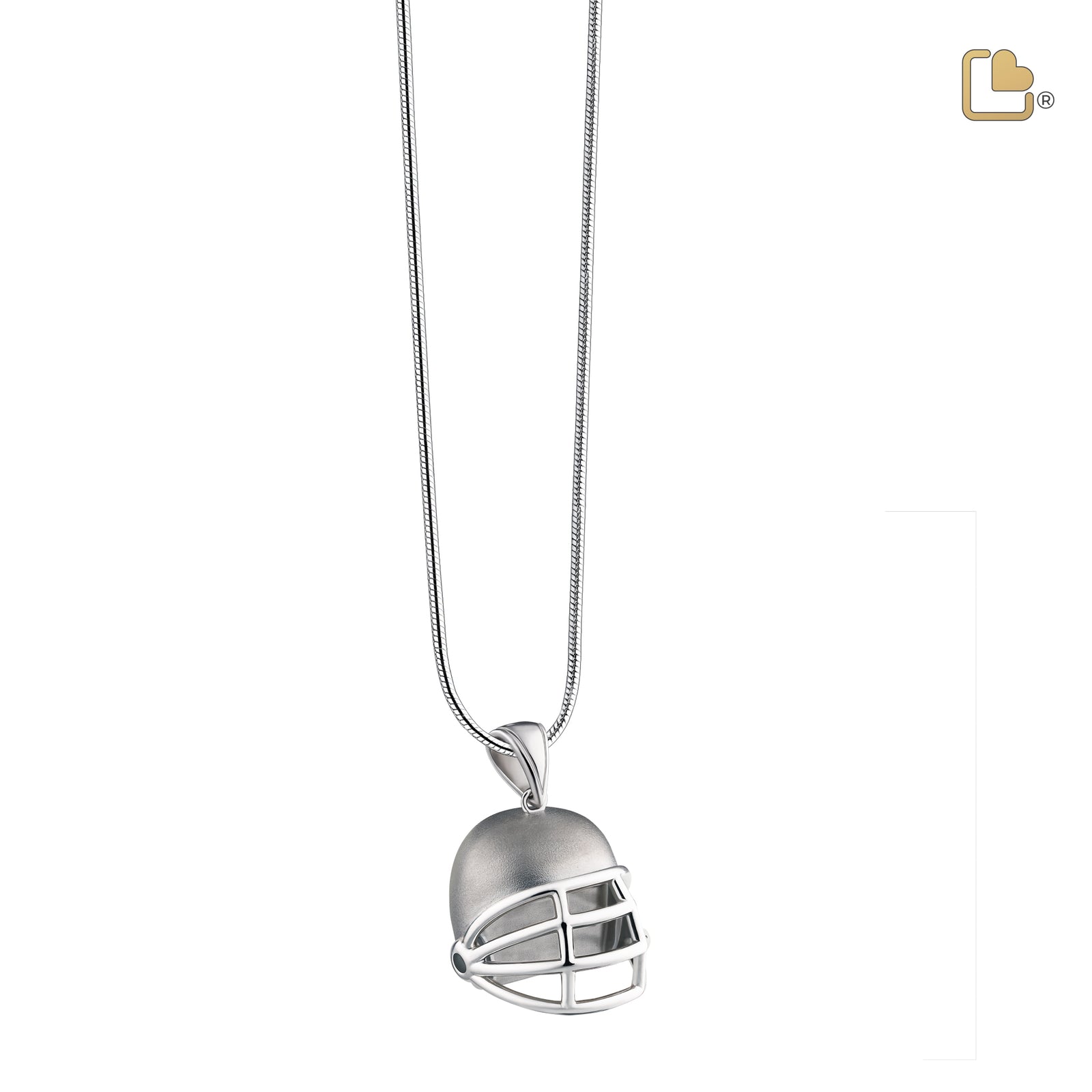 Football Helmet Two Tone Sterling Silver Cremation Pendant