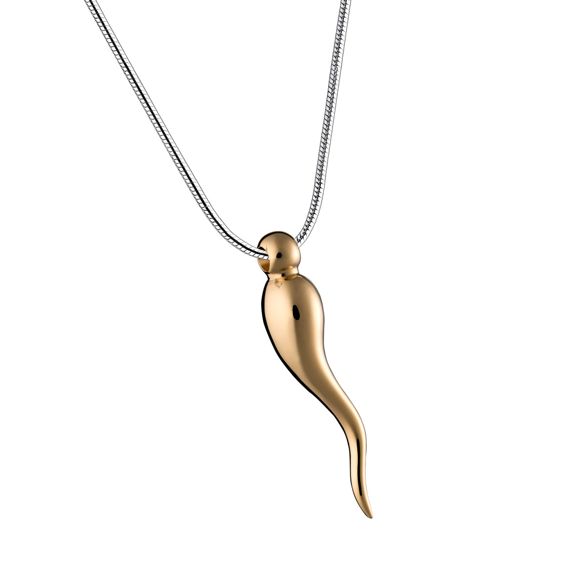 Italian Horn Gold Vermeil Pendant Cremation Pendant
