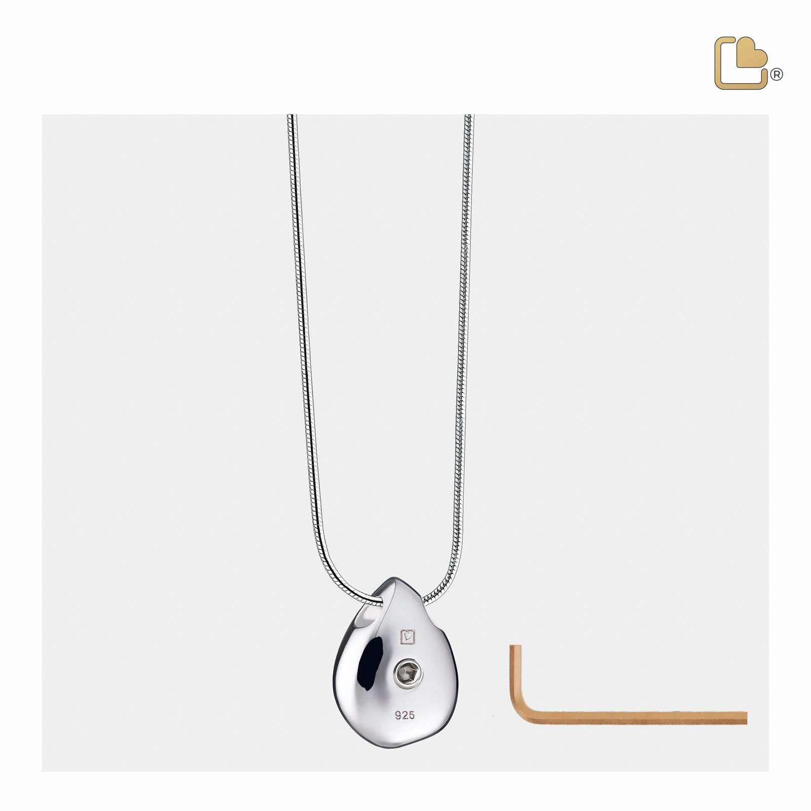 TearDrop with Crystal Pendant Sterling Silver Cremation Jewelry