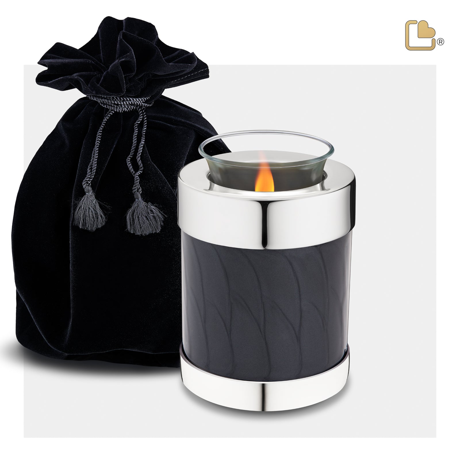 Tealight Midnight Pearl Silver Cremation Urn