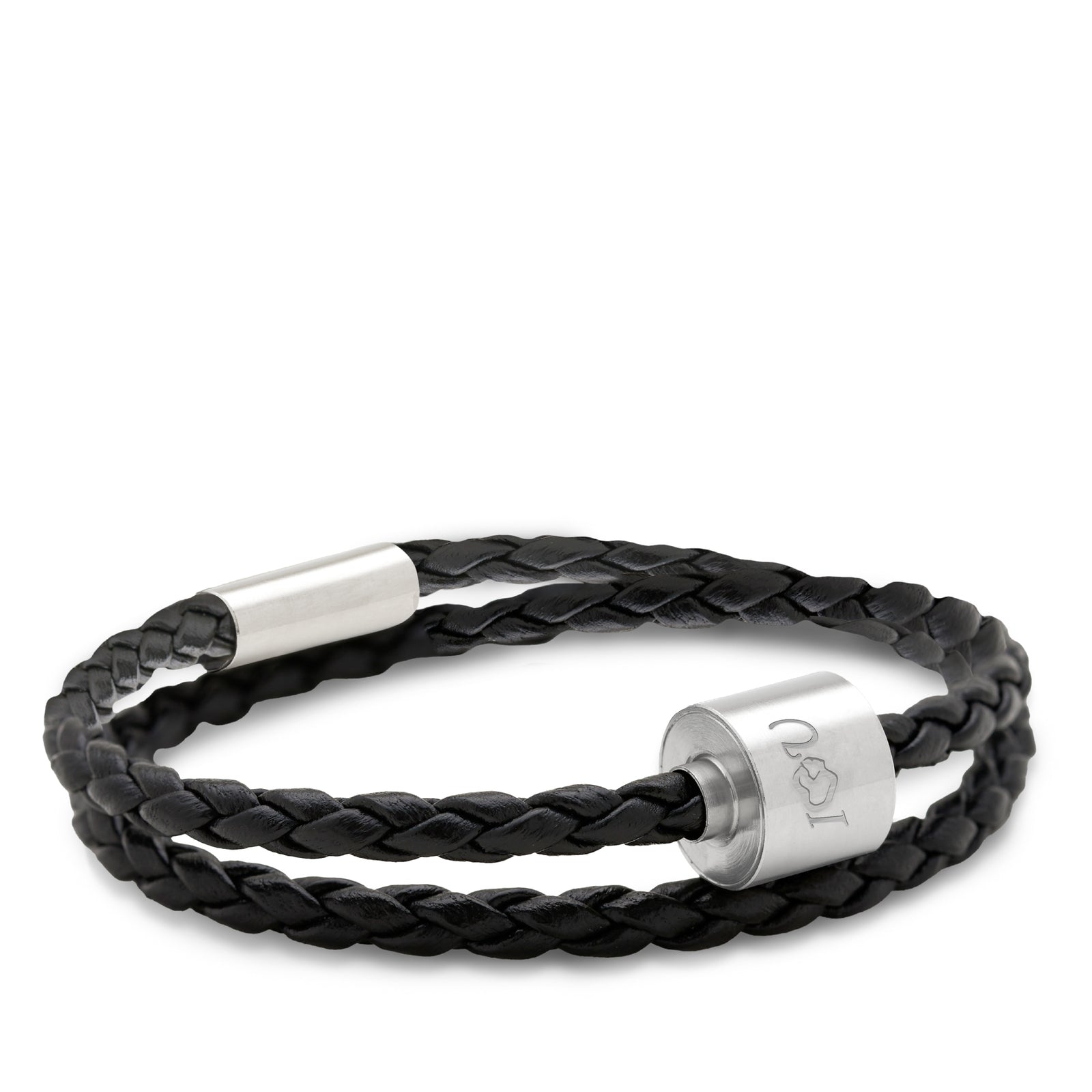 Black & Silver - TadBlu Braided Leather Men’s Cremation Bead Bracelet