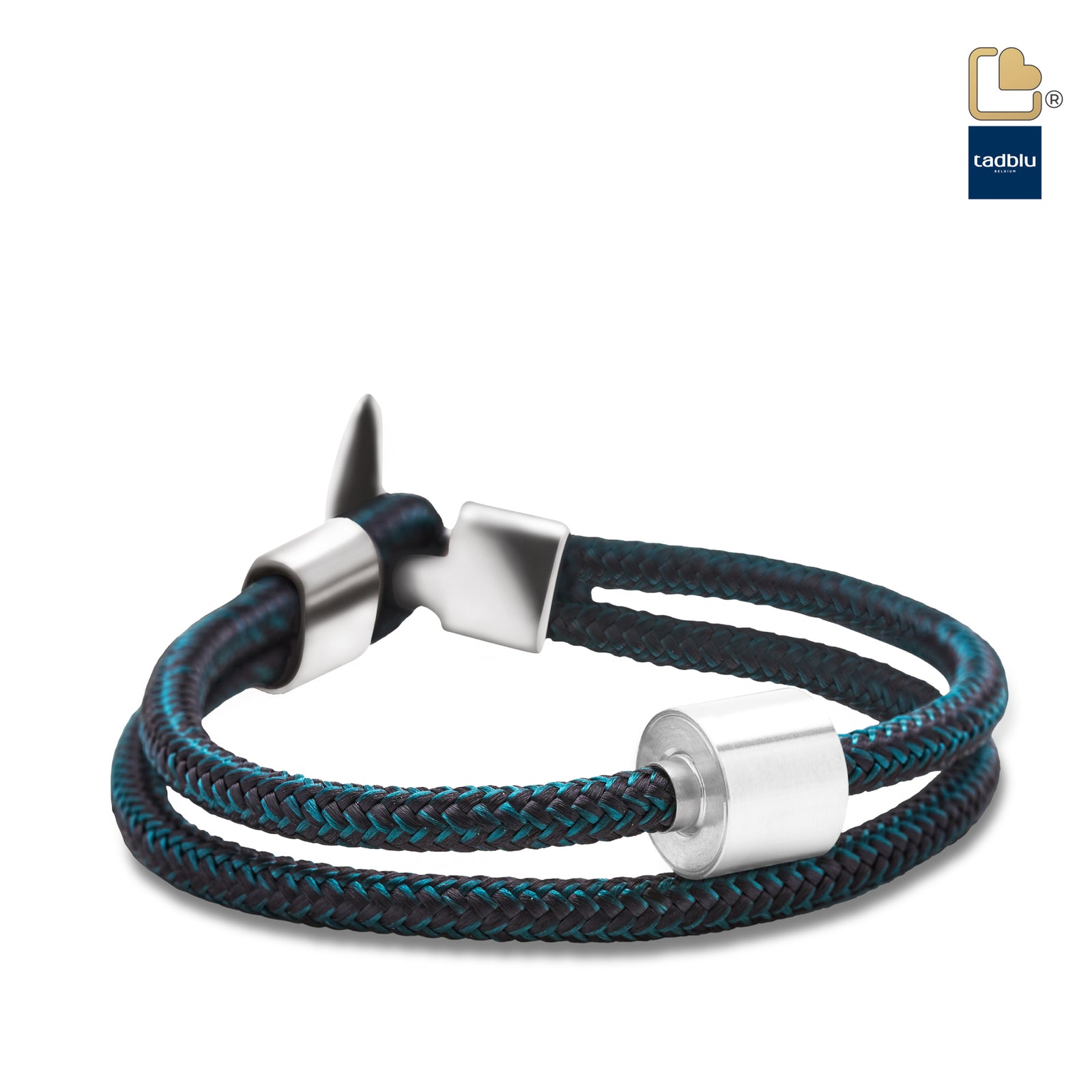 Black and Petrol - TadBlu Naval Cord Men’s Cremation Bead Bracelet