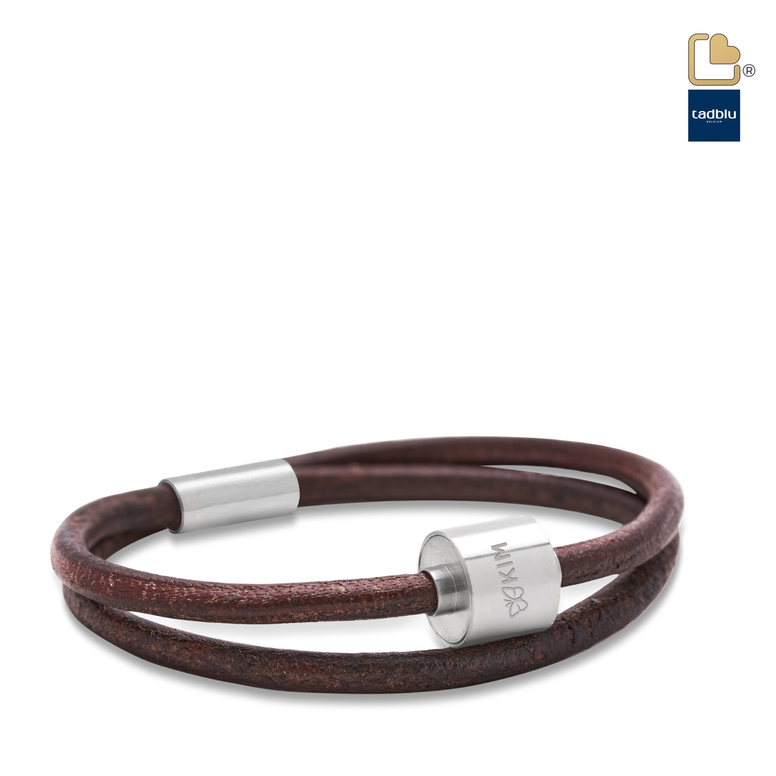 Brown & Silver - TadBlu Smooth Leather Men’s Cremation Bead Bracelet