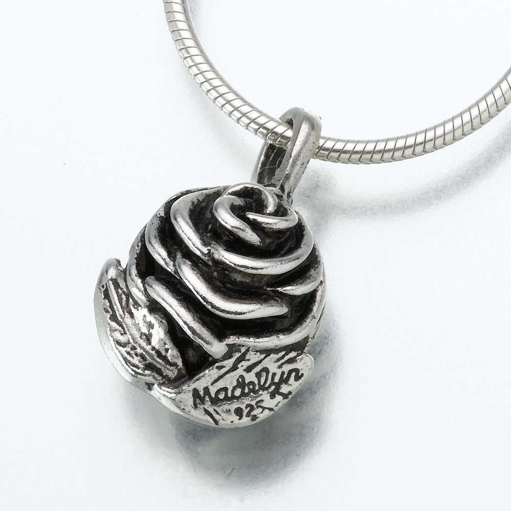 Sterling Silver Rose Pendant Cremation Jewelry