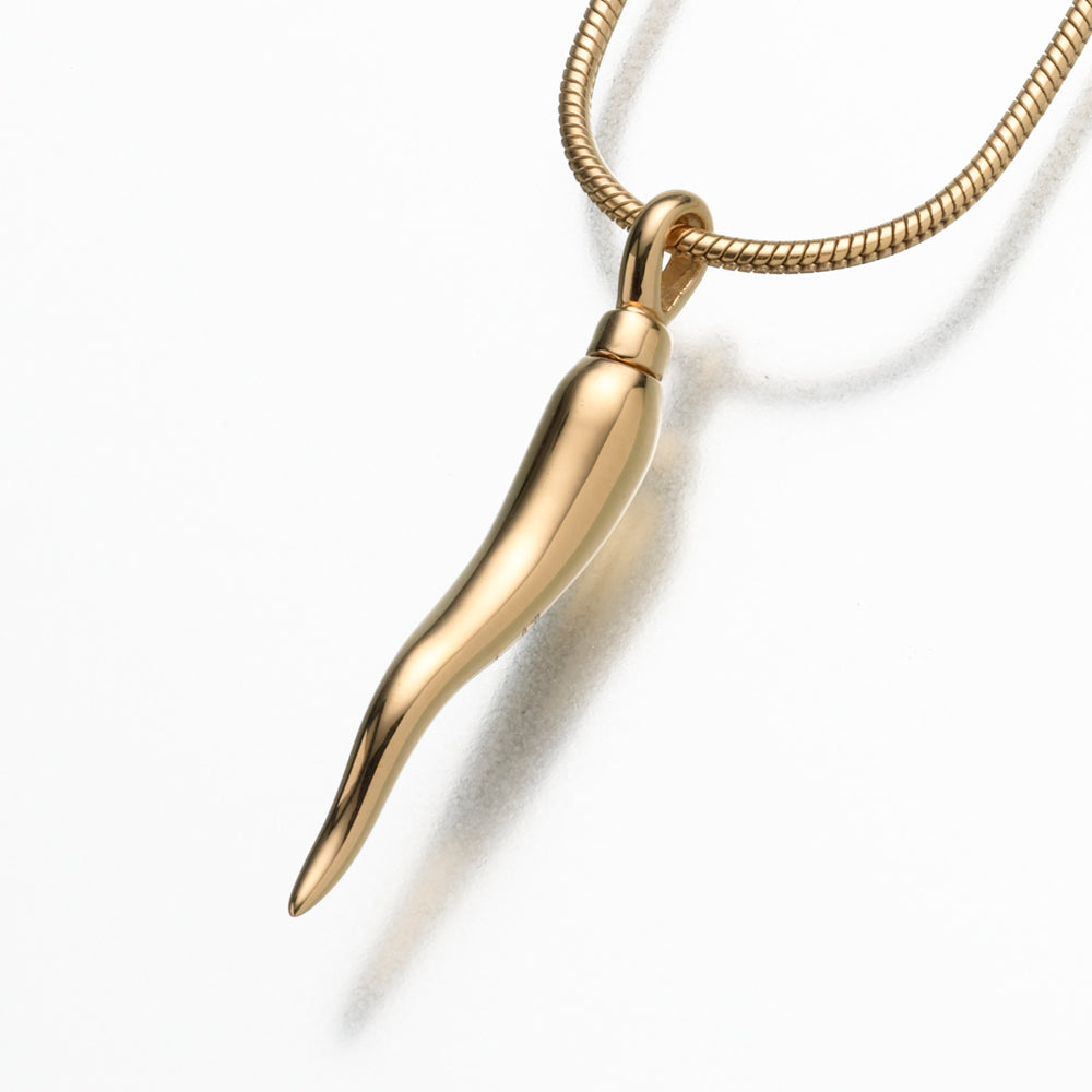 Gold Vermeil Italian Horn Pendant Cremation Jewelry