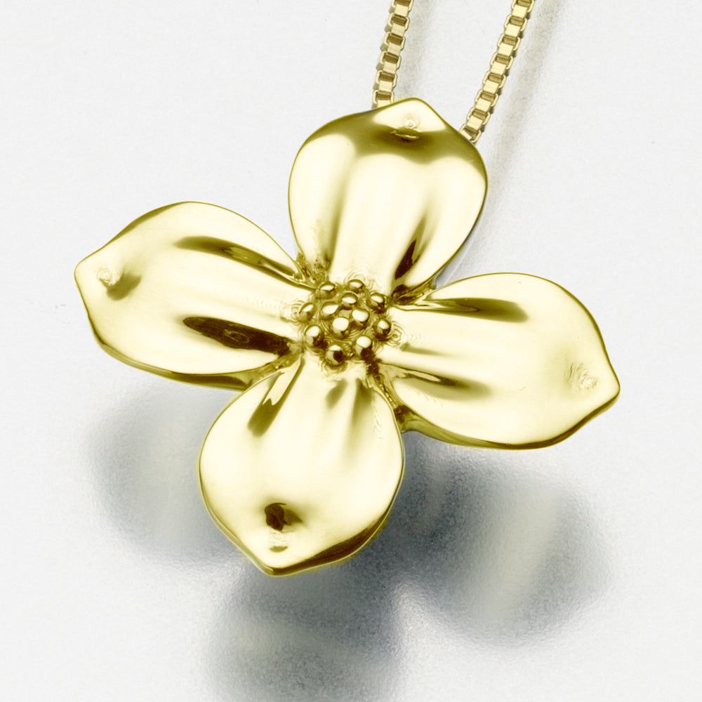 Gold Vermeil Dogwood Blossom Pendant Cremation Jewelry
