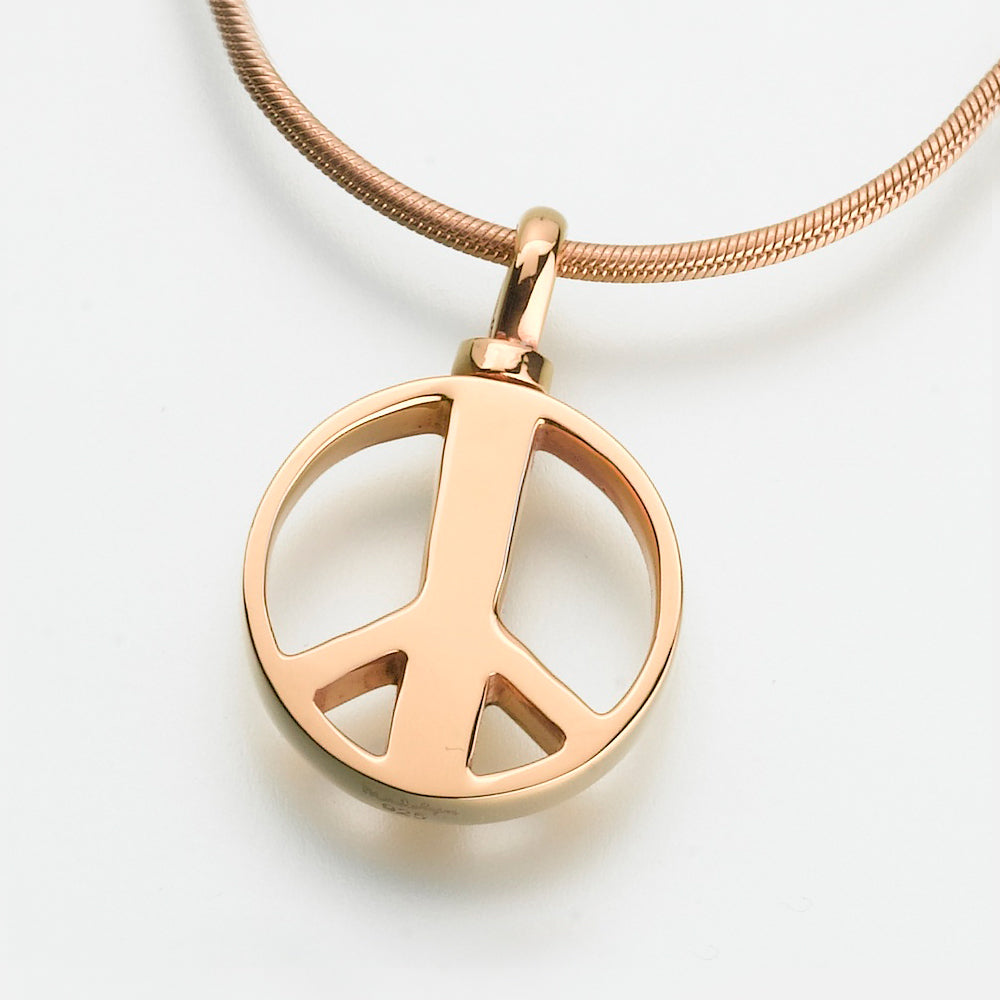 Gold Vermeil Peace Sign Pendant Cremation Jewelry