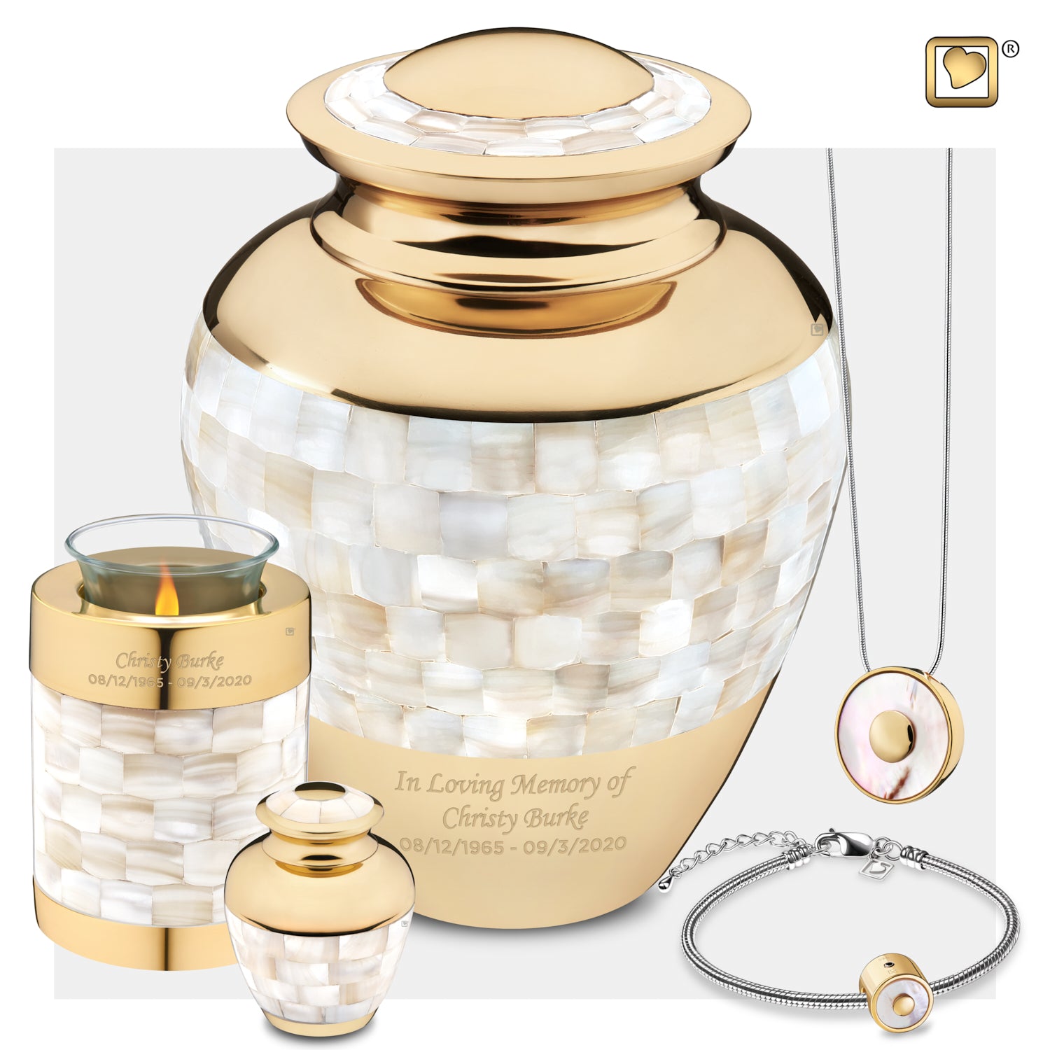 Medium Mother of Pearl Cremation Urn