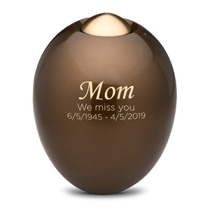 Adult Adore Bronze Colored Cremation Urn with Golden Colored Cap
