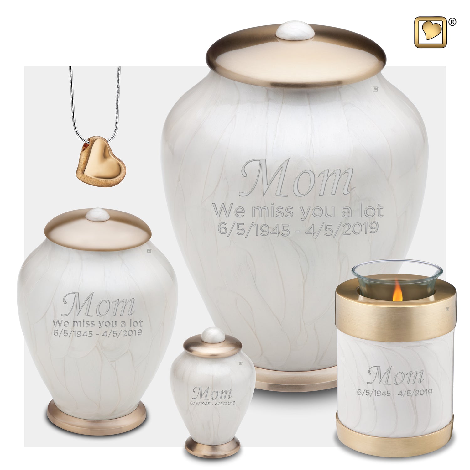 Keepsake Tall Simplicity Pearl Cremation Urn - COMFORT by LoveUrns