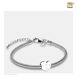 LoveHeartª with Paws Sterling Silver Cremation Bracelet Bead