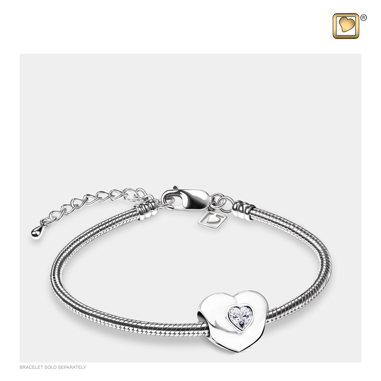 Heart to Heartª Sterling Silver Cremation Bracelet Bead with Clear Crystal