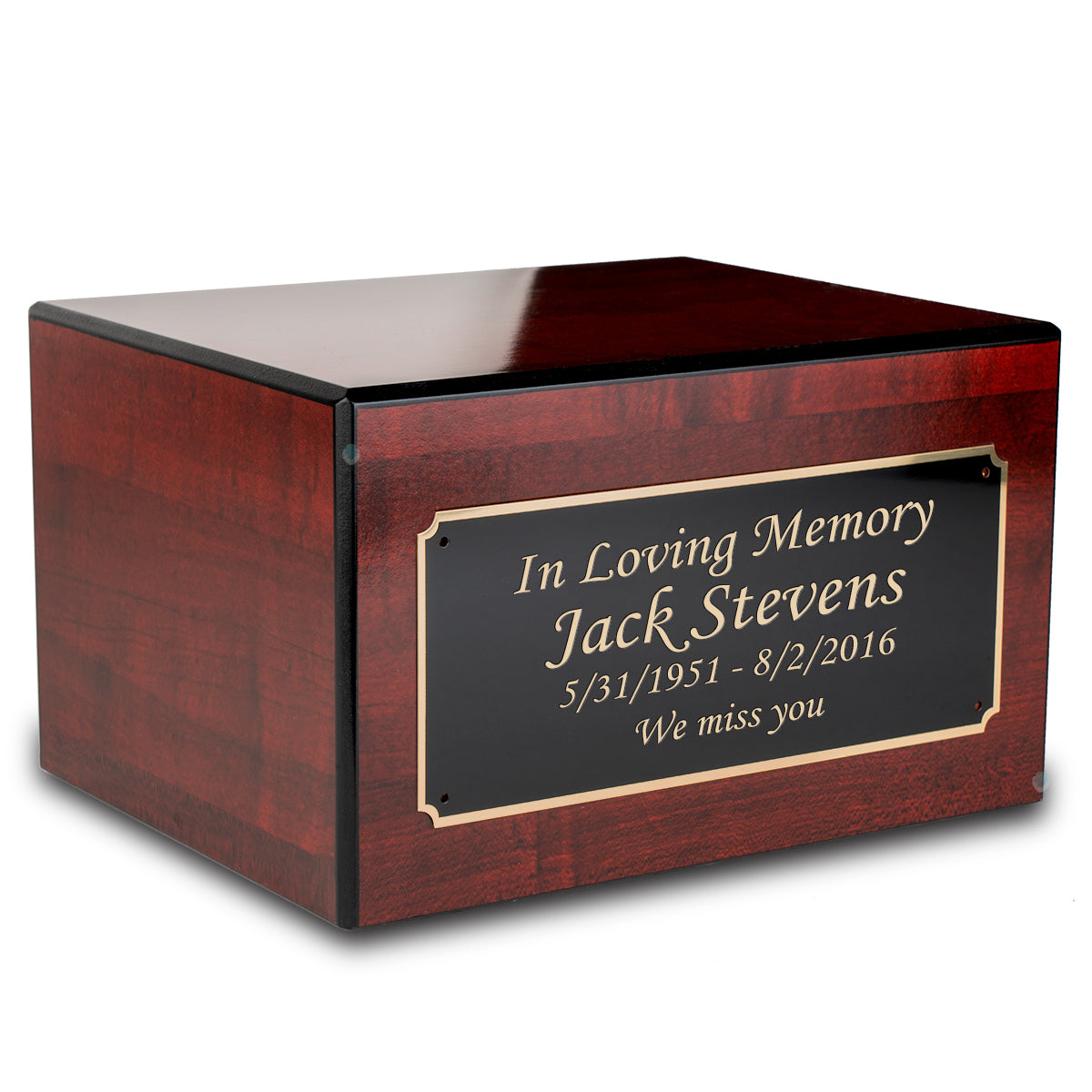 Custom Engraved Heritage Cherry Adult Cremation Urn Memorial Box for Ashes