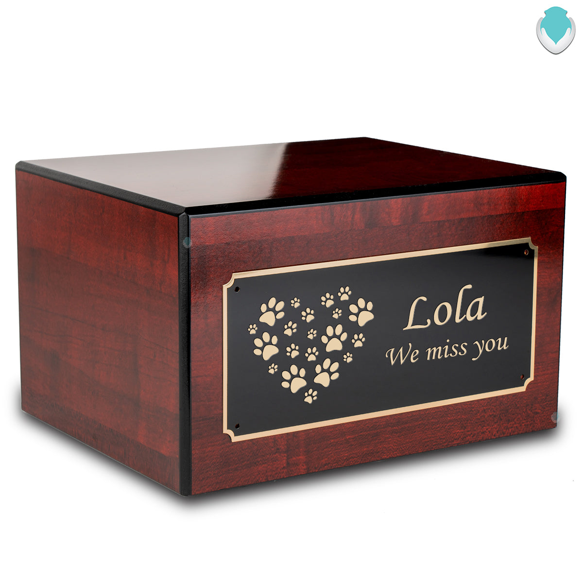Heritage Cherry Heart Paws Large Pet Cremation Box Urn