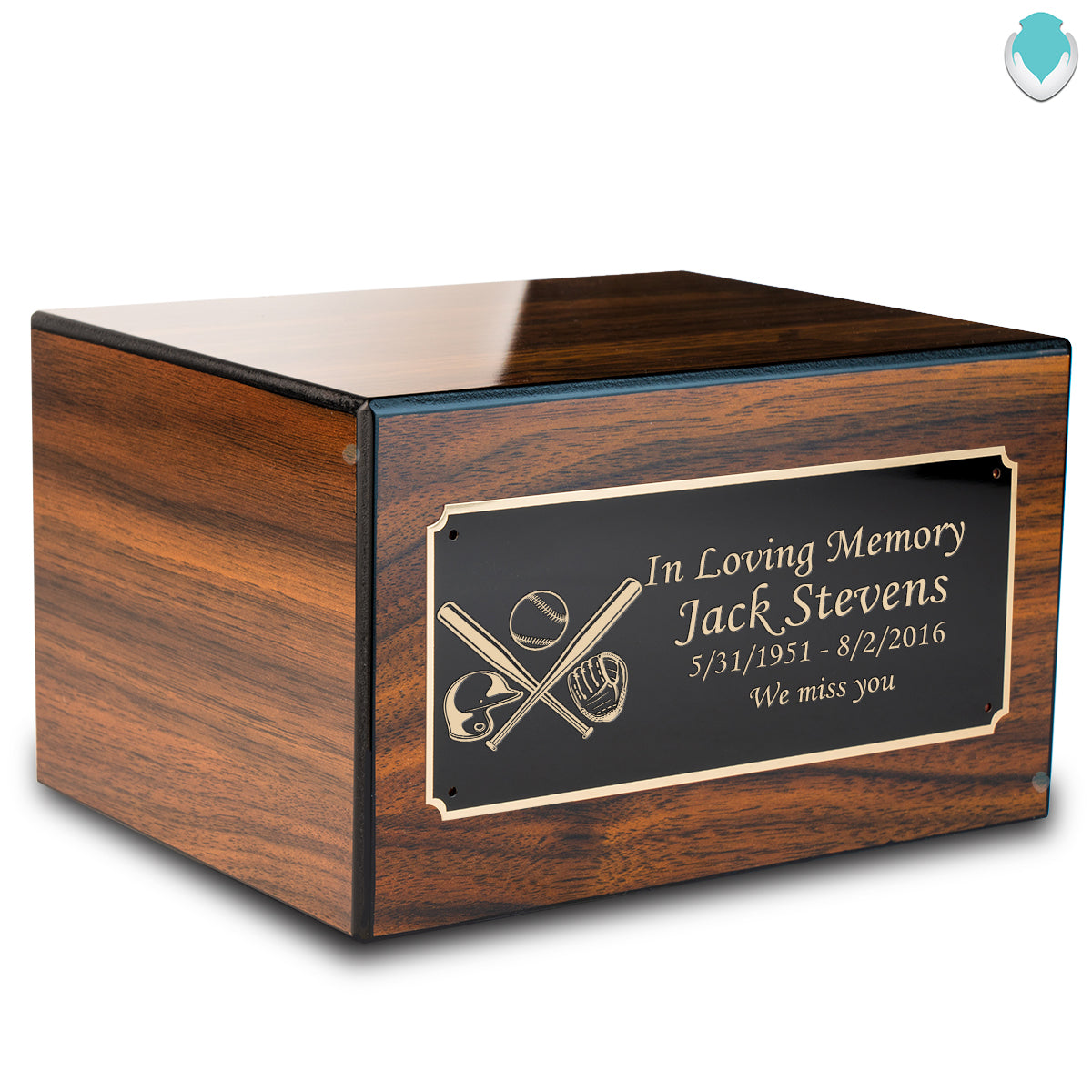 Custom Engraved Heritage Walnut Adult Cremation Urn Memorial Box for Ashes