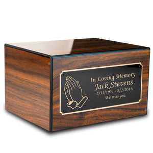 Custom Engraved Heritage Walnut Adult Cremation Urn Memorial Box for Ashes