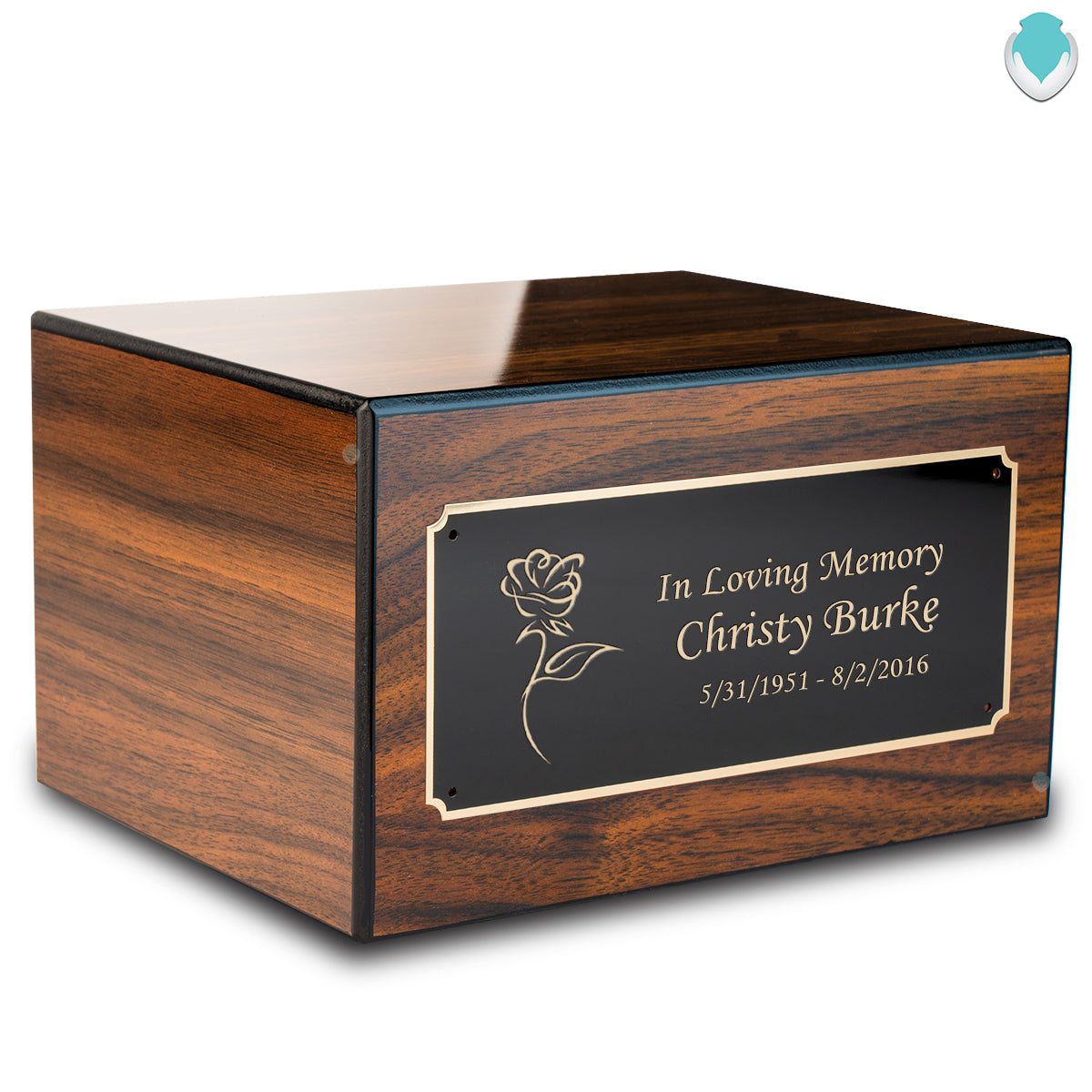 Custom Engraved Heritage Walnut Adult Cremation Urn Memorial Box for Ashes