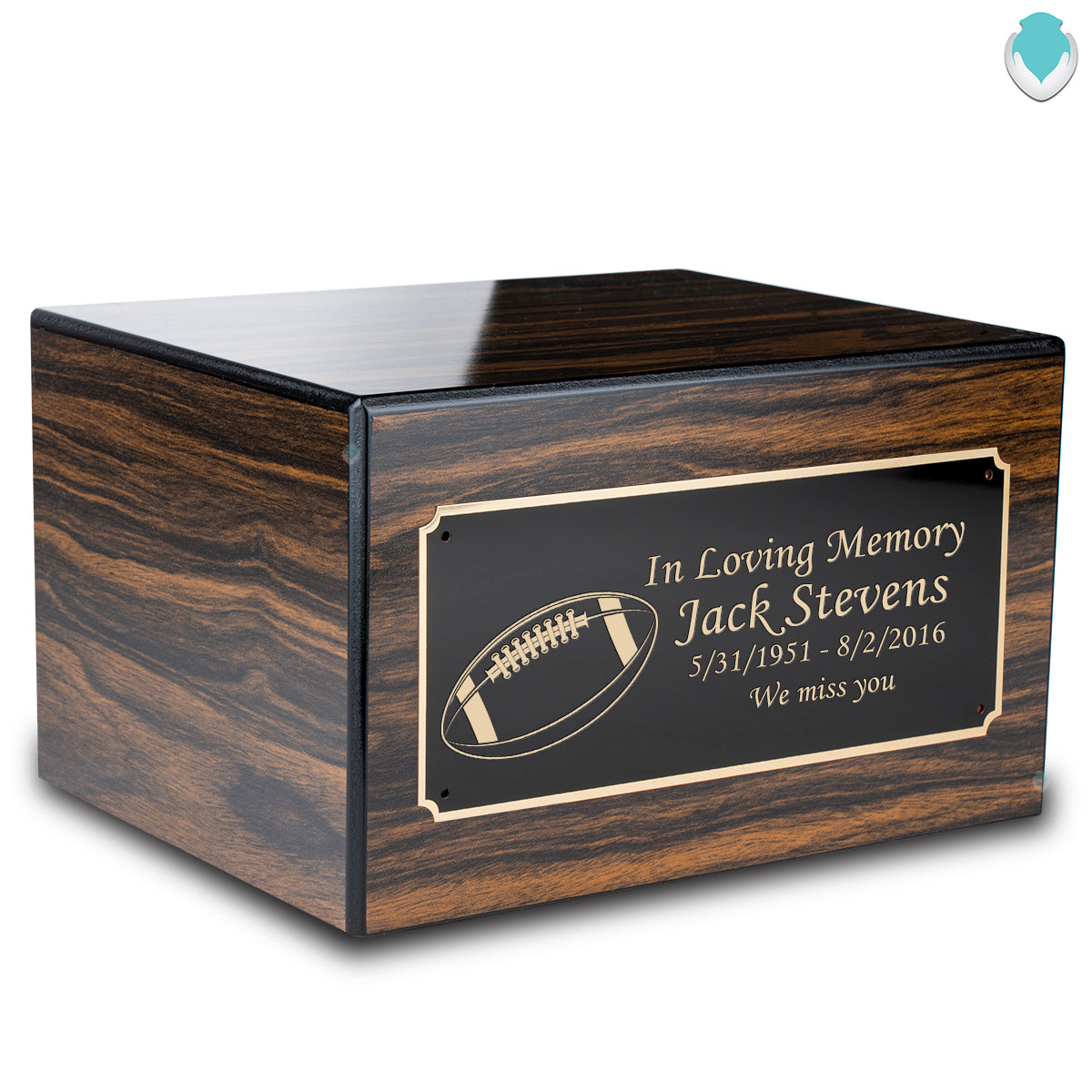 Custom Engraved Heritage Espresso Adult Cremation Urn Memorial Box for Ashes