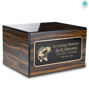 Custom Engraved Heritage Espresso Adult Cremation Urn Memorial Box for Ashes