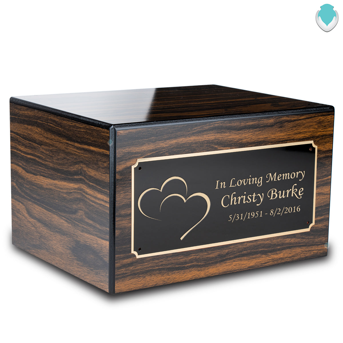 Custom Engraved Heritage Espresso Adult Cremation Urn Memorial Box for Ashes