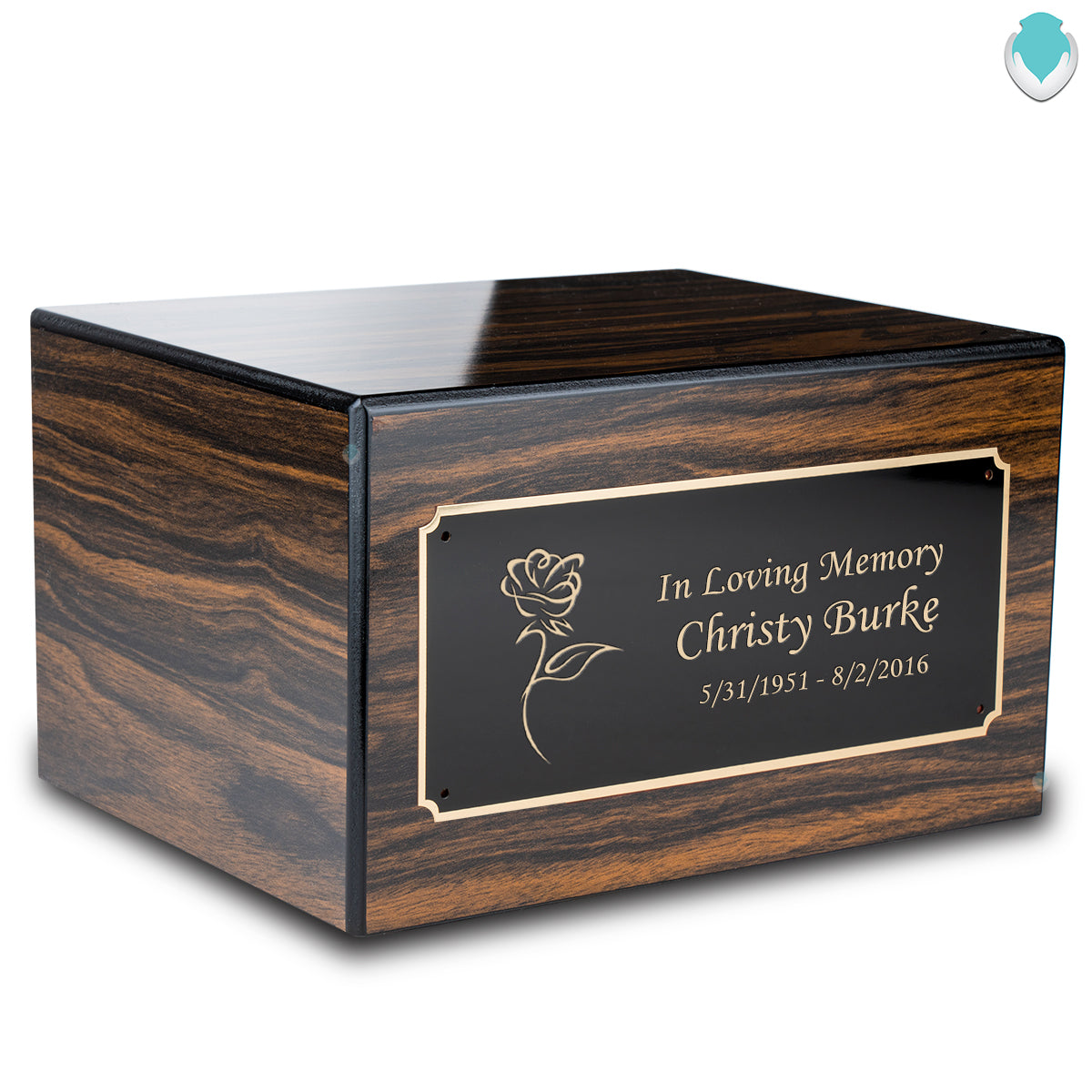 Custom Engraved Heritage Espresso Adult Cremation Urn Memorial Box for Ashes