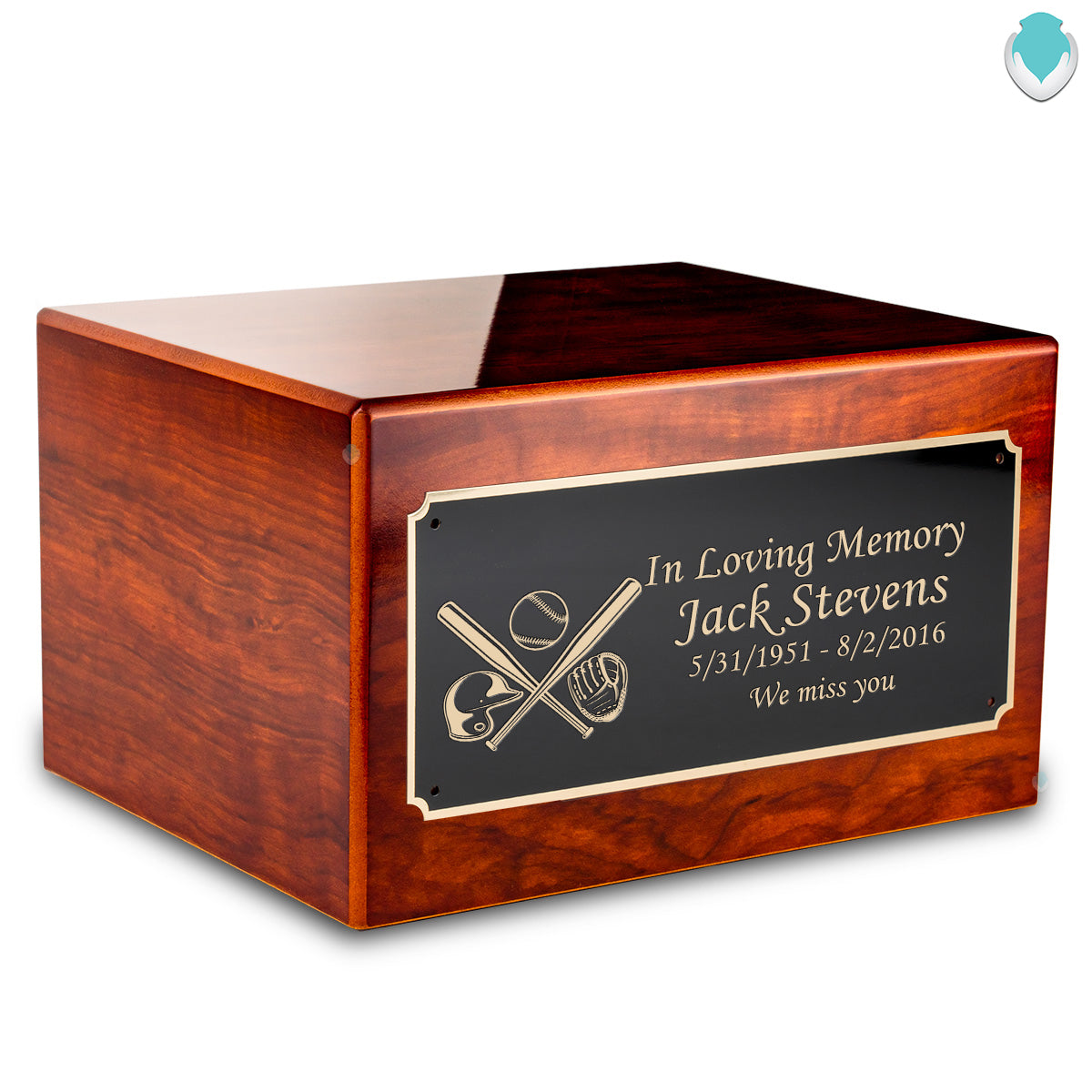 Custom Engraved Heritage Rosewood Adult Cremation Urn Memorial Box for Ashes